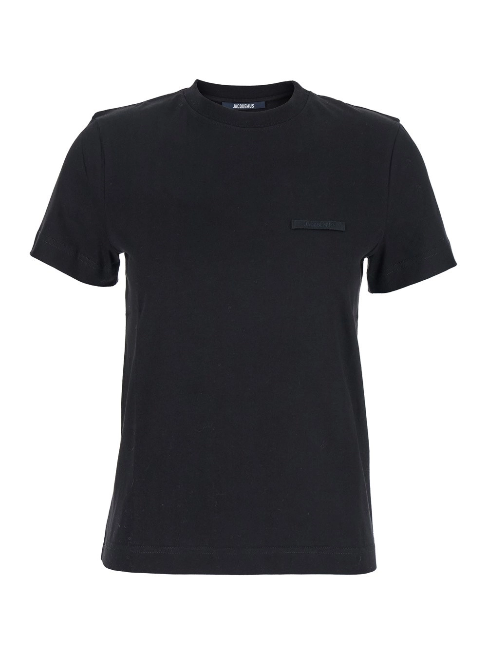 T-Shirt "Le T-Shirt Gros Grain" für Damen aus Baumwolle in Schwarz mit Rundhalsausschnitt und Logo-Aufnäher vorne