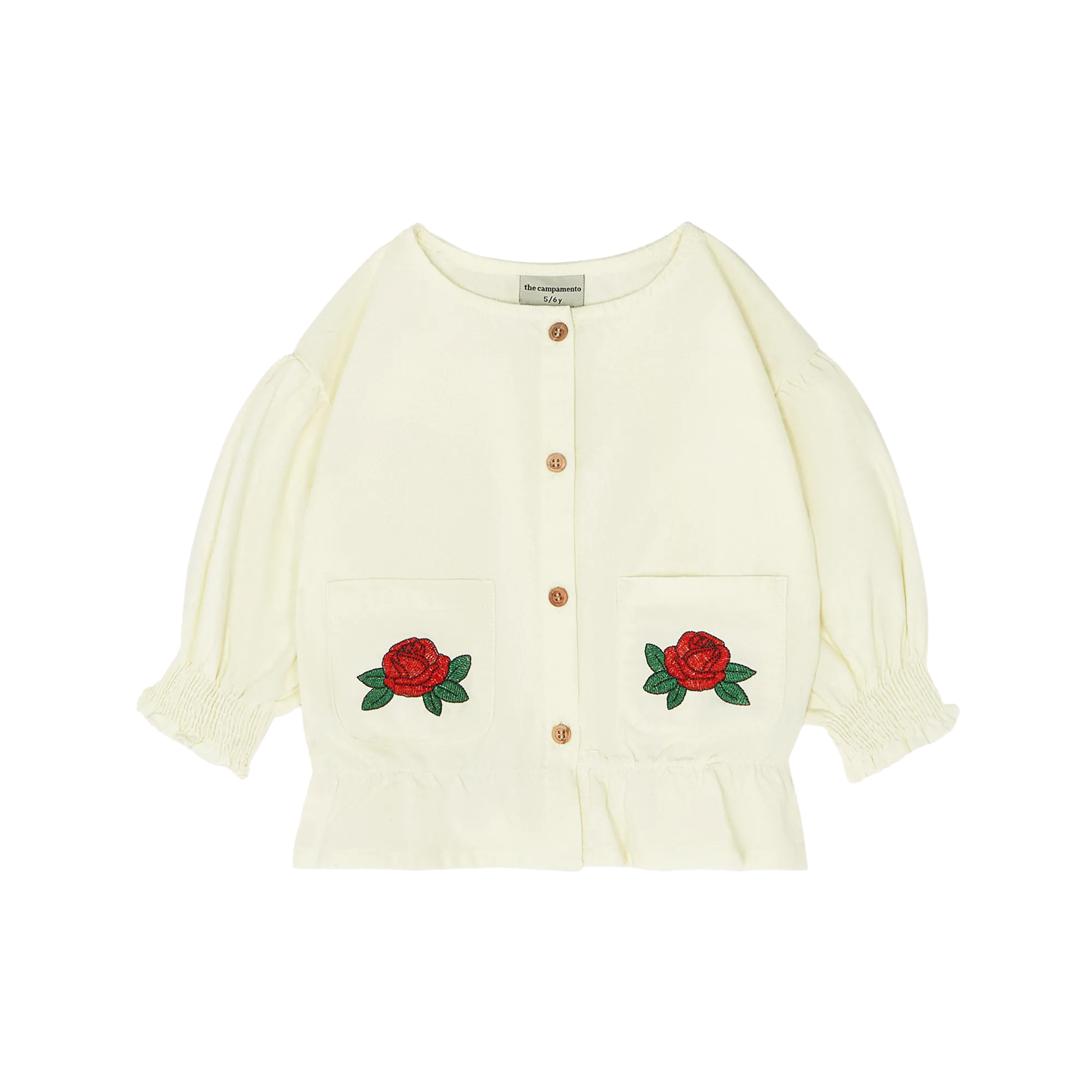 Weites Baumwollhemd mit Rundhalskragen Weiss