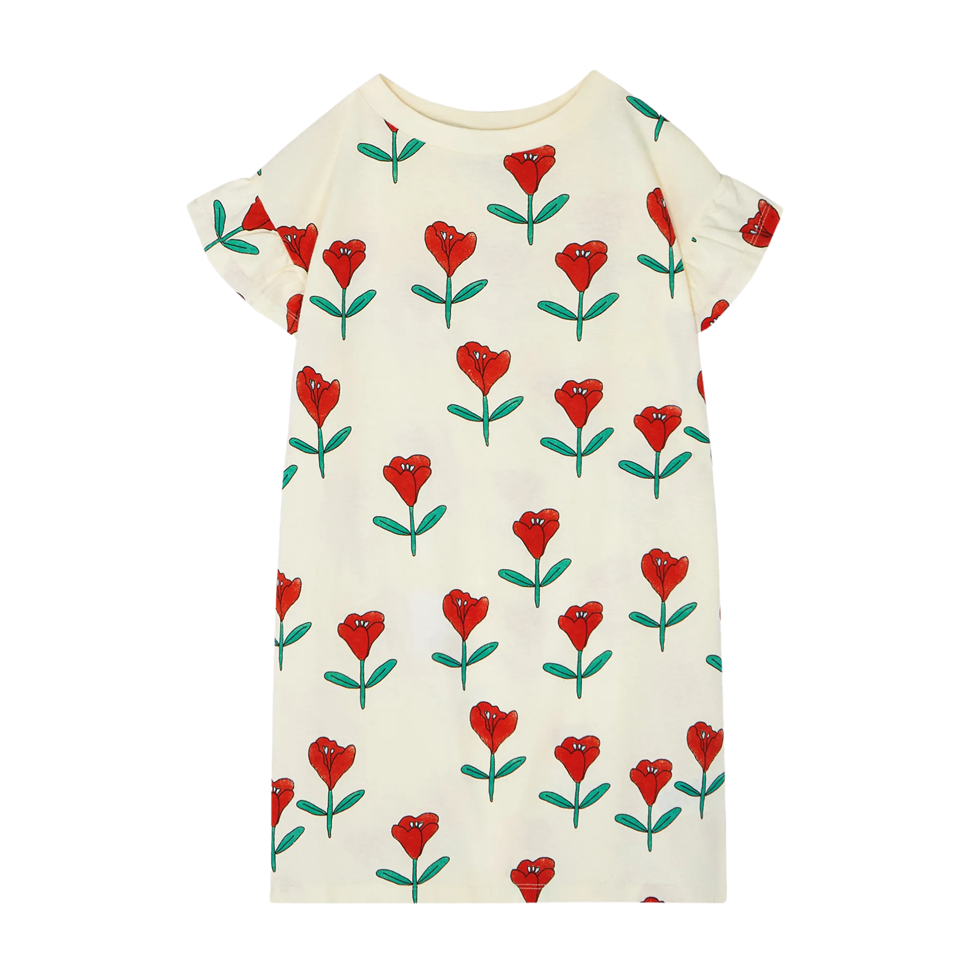 Kurzkleid aus bedruckter Baumwolle Weiss