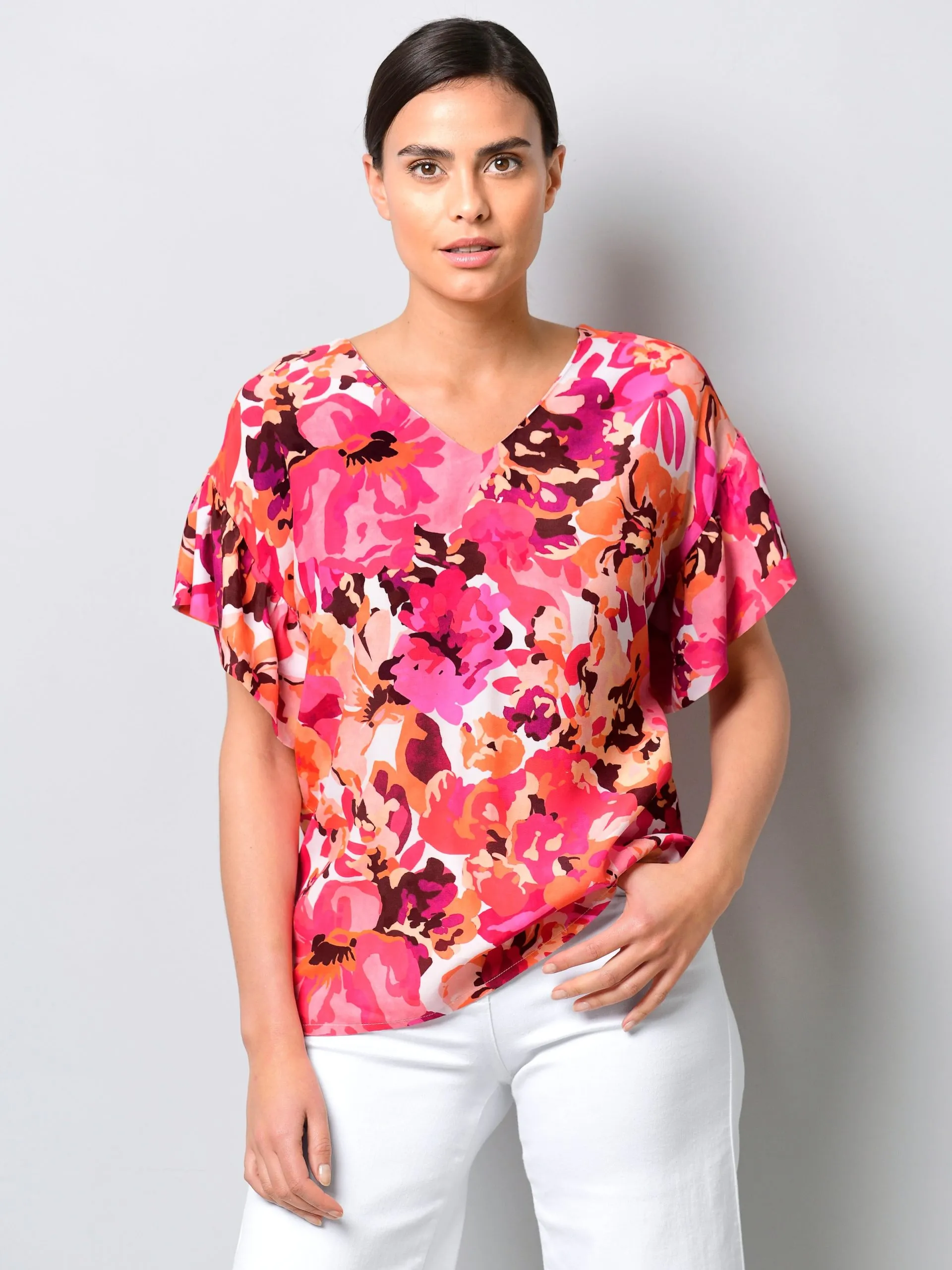 Bluse mit Volant am Ärmel