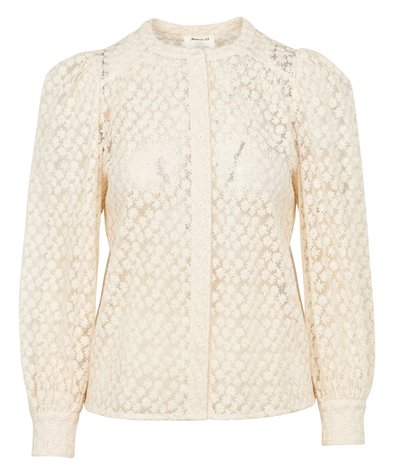 Baumwollbluse mit Blumenstickerei Weiss CAMOMILLE