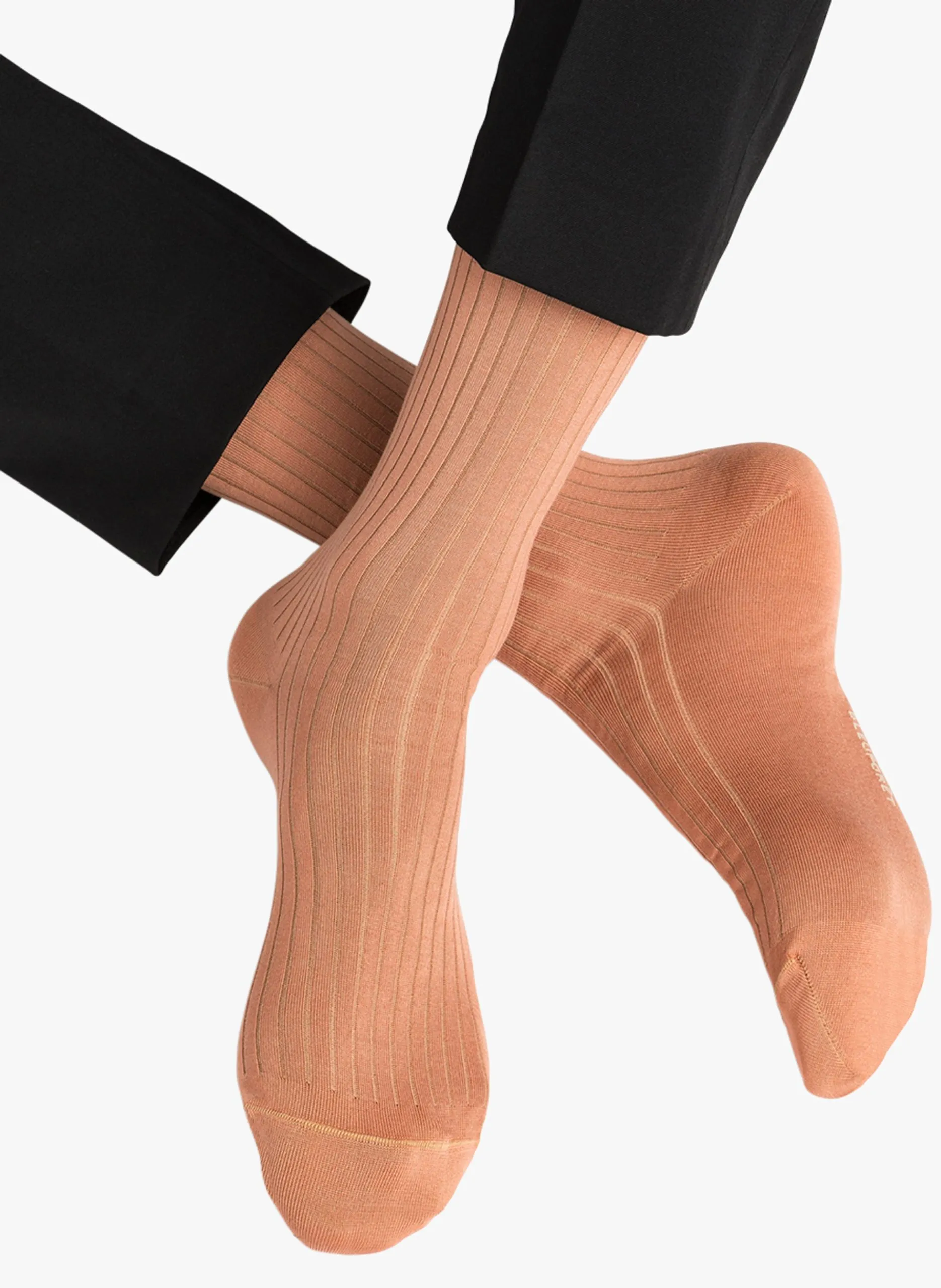 Lange, gerippte Socken aus Schottengarn Orange