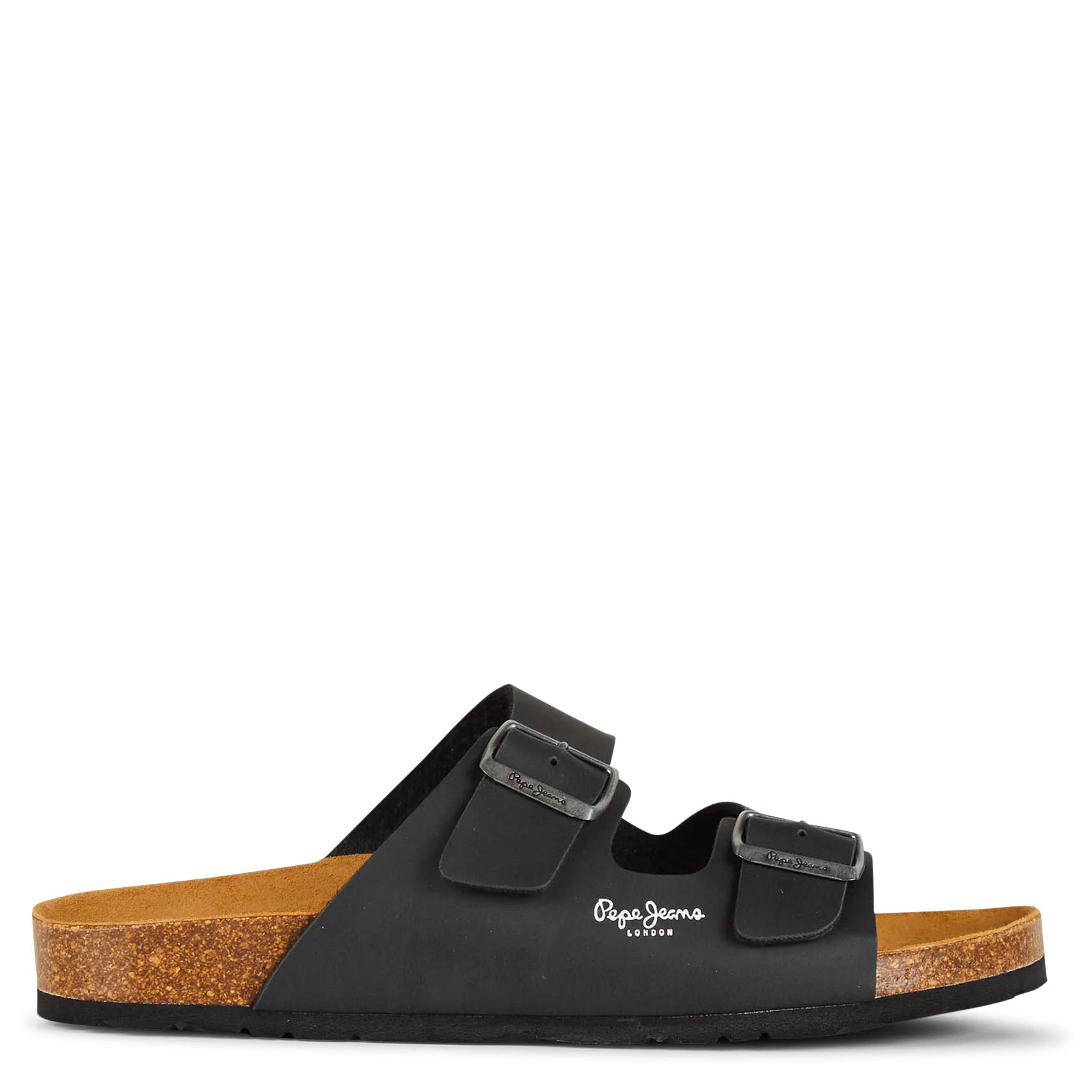 Flache Sandalen mit Schnallen Schwarz