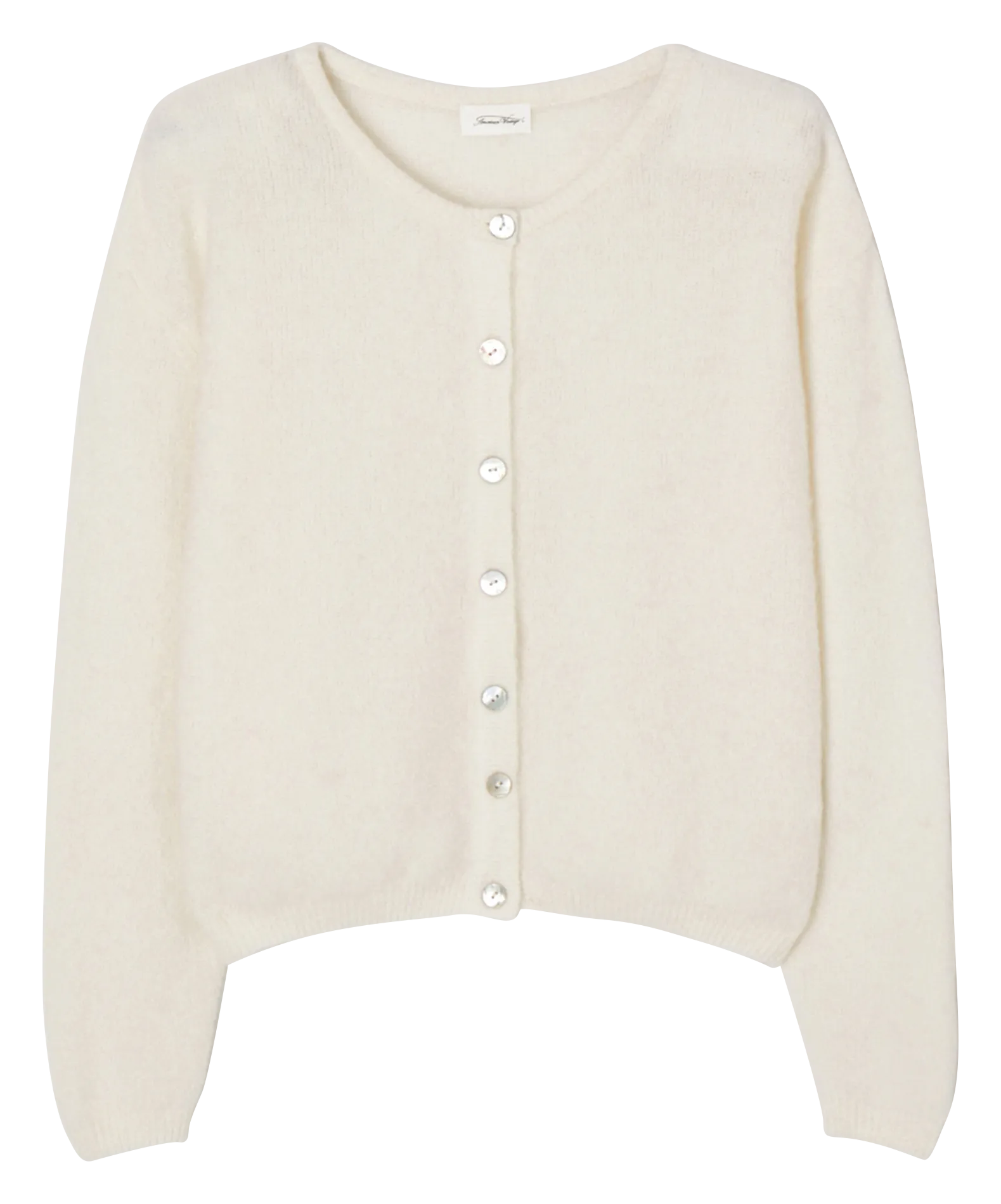 Wollmix-Strickjacke mit Rundhalskragen Weiss VITOW