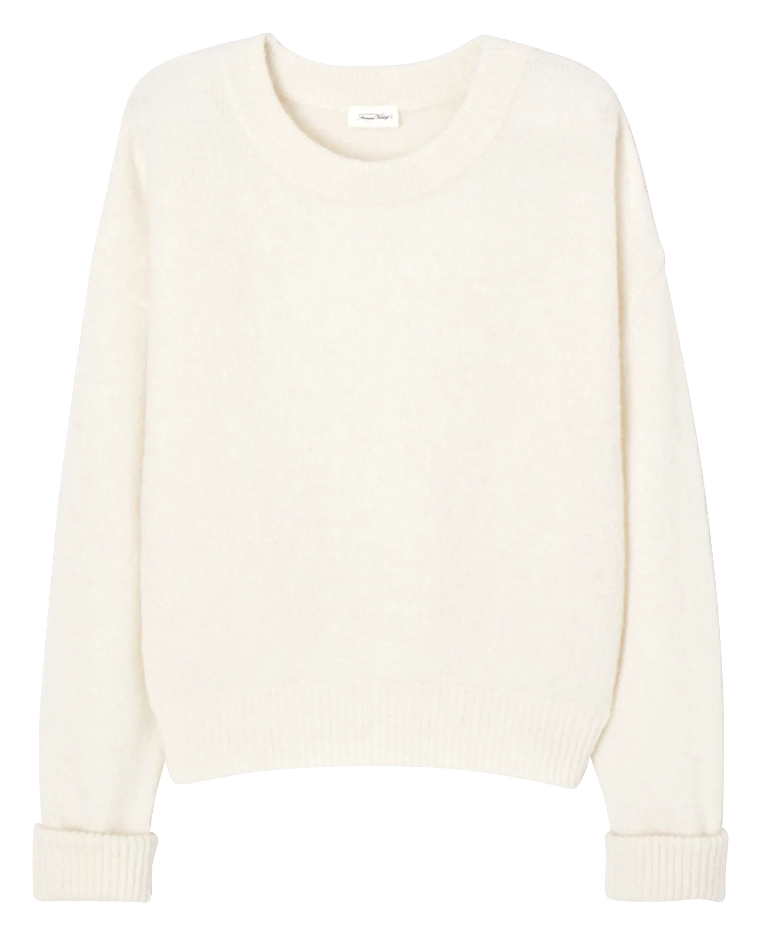 Weiter Rundhalspullover aus Wollmix Weiss VITOW