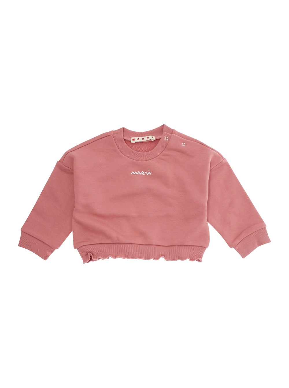 Rosa Sweatshirt mit Rundhalsausschnitt und Logo auf der Vorderseite aus Baumwolle Baby