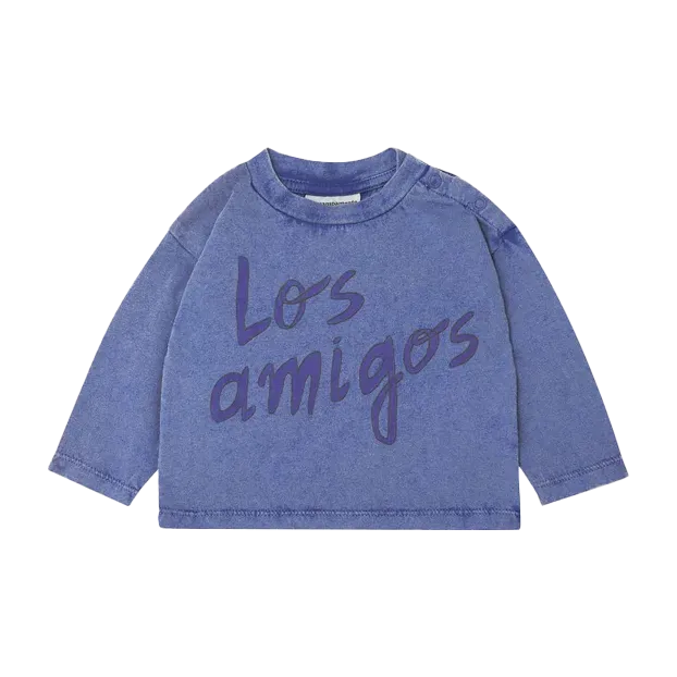 Bedrucktes Rundhals-Sweatshirt aus Baumwolle Blau