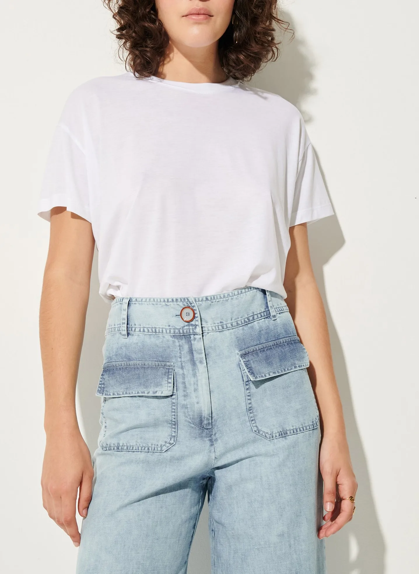 Oversize-T-Shirt mit Rundhalsausschnitt Weiss TOO