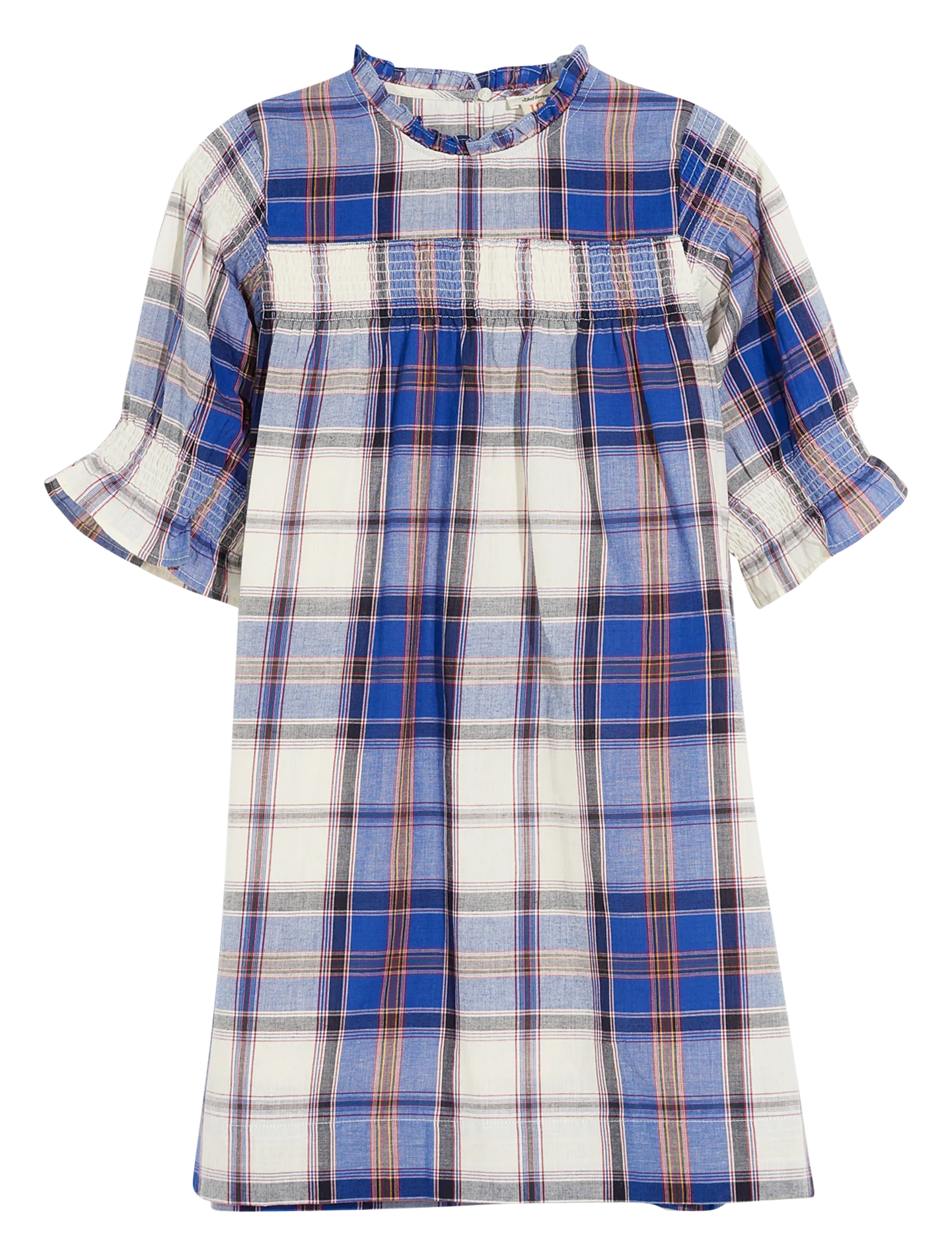 Midi-Kleid mit geradem Schnitt, kariert, aus Baumwollmischung Blau PANDA