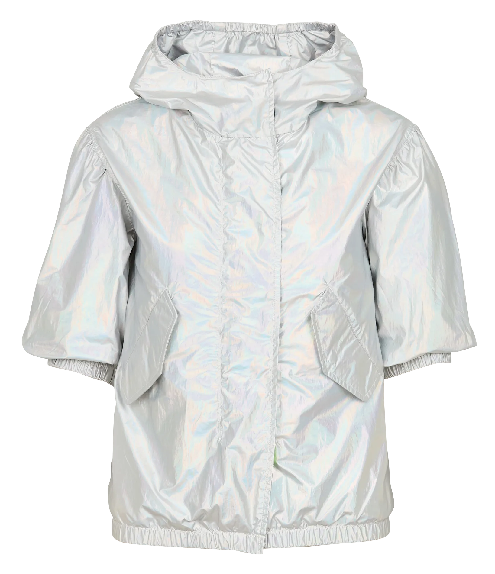 Langer Kapuzenmantel in Metallic-Optik Silber HORTA