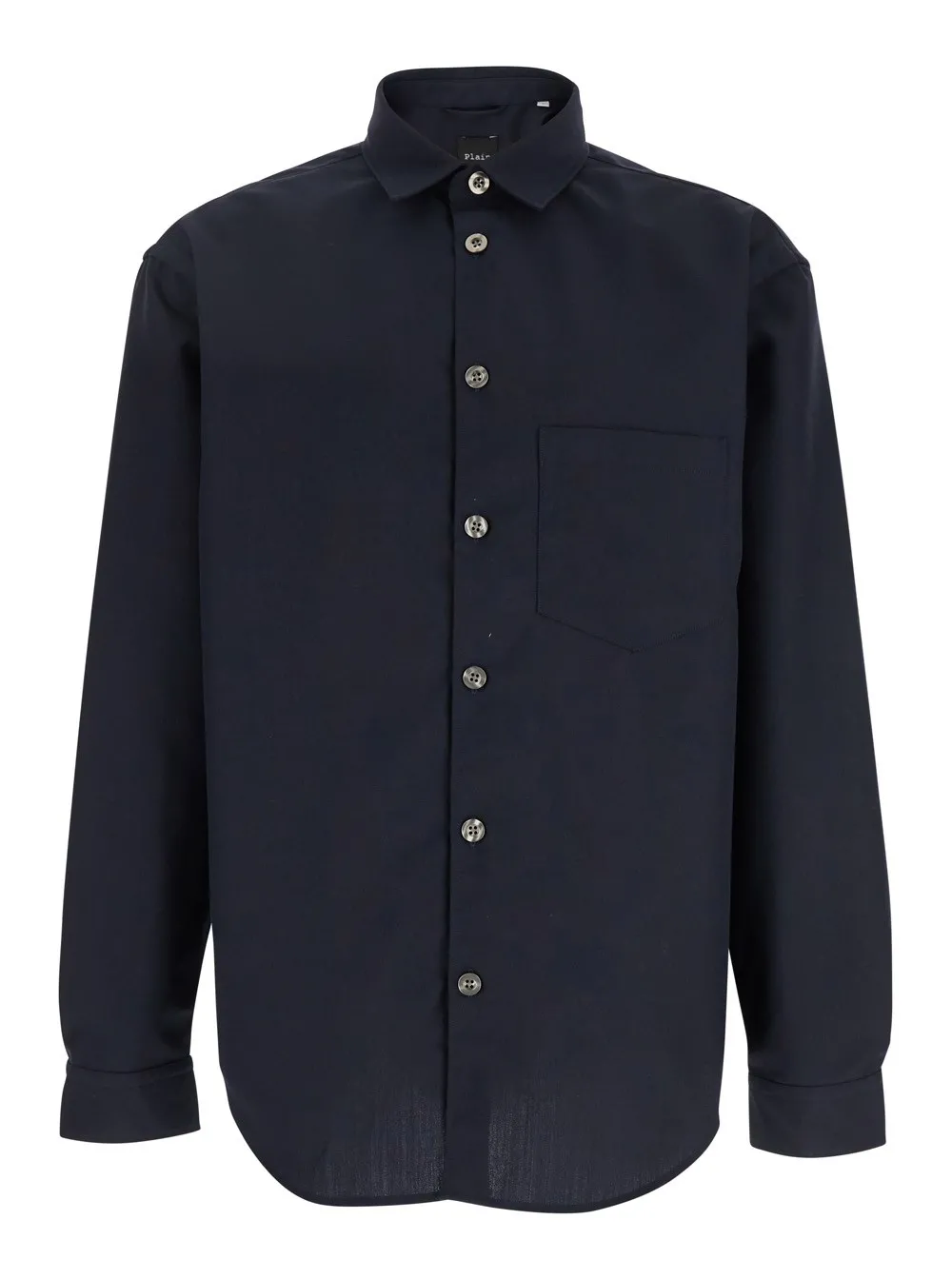 Blaues Hemd mit klassischem Kragen aus Schurwollmischung Herren
