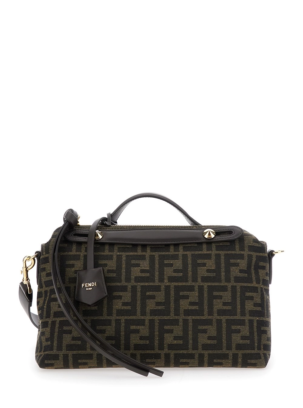 Braune Handtaschen "By the Way Medium" mit All-Over-FF-Muster und Logoanhänger aus Stoff Damen