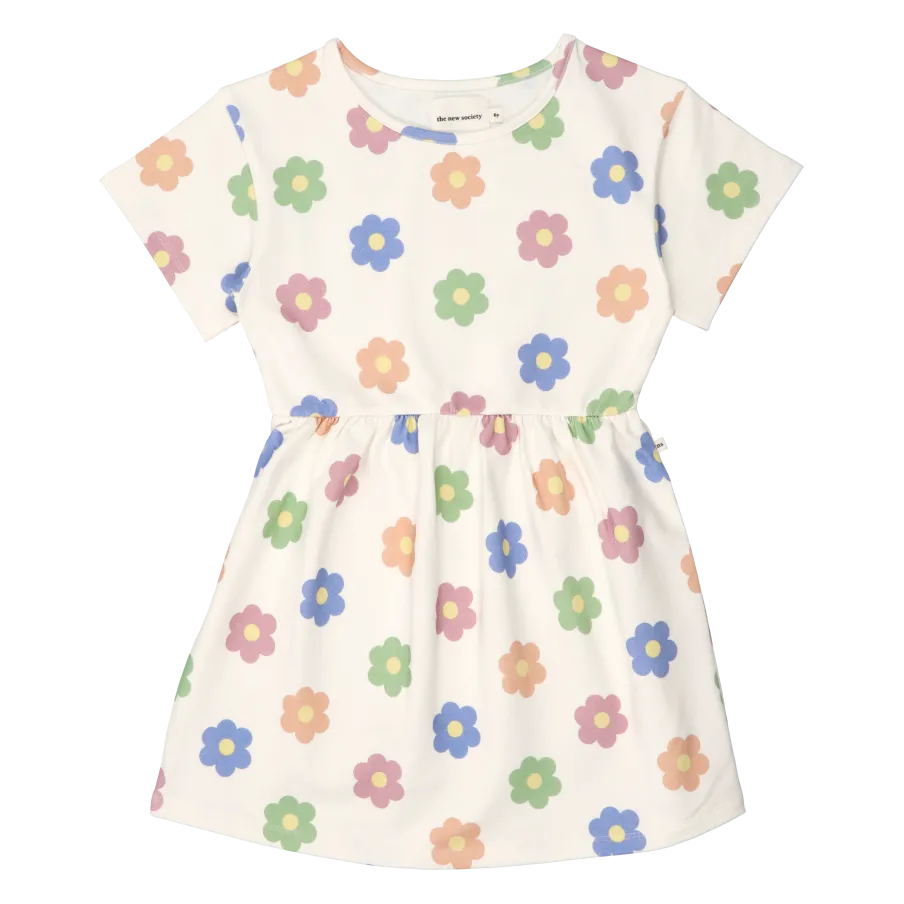 Kurzes Kleid mit Rundhalsausschnitt und Stretch aus bedruckter Baumwolle Weiss RANCHO