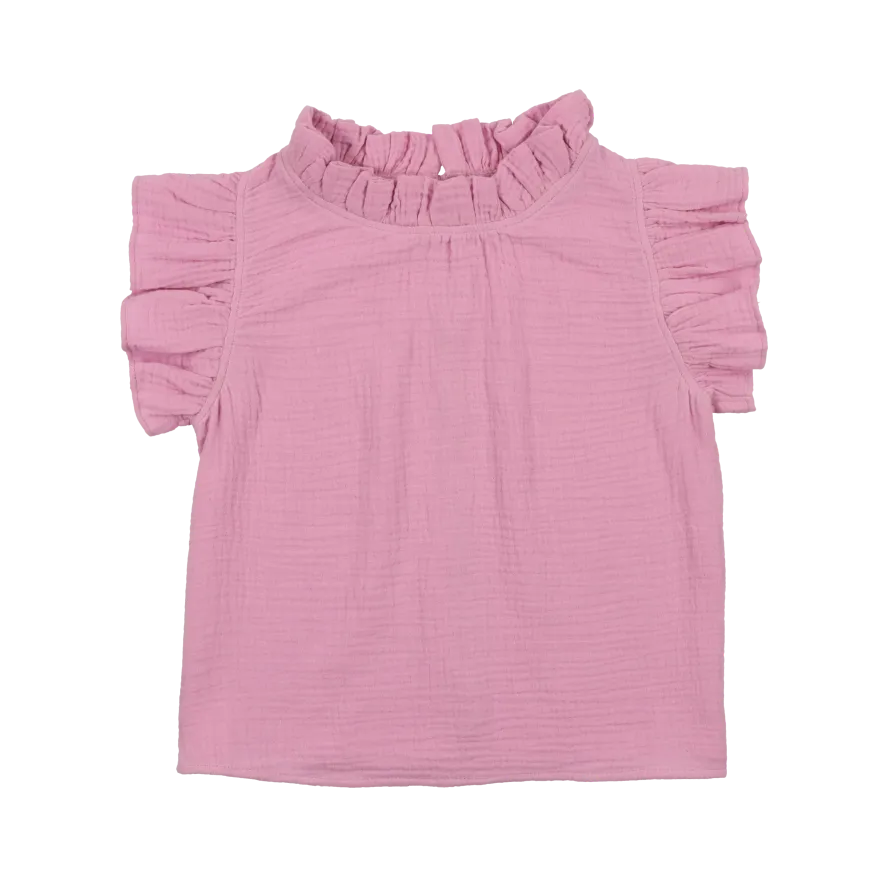 Bluse mit Volants aus Baumwollgaze Violett COACHELLA