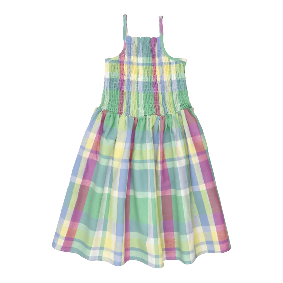 Kurzes Karo-Kleid aus Baumwolle und Leinen Mehrfarbig MALIBU