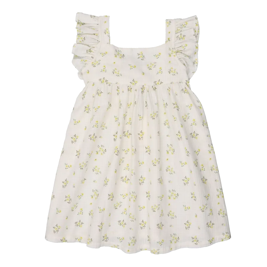 Bedrucktes Baumwoll-Kurzkleid mit eckigem Ausschnitt Weiss VALLEY