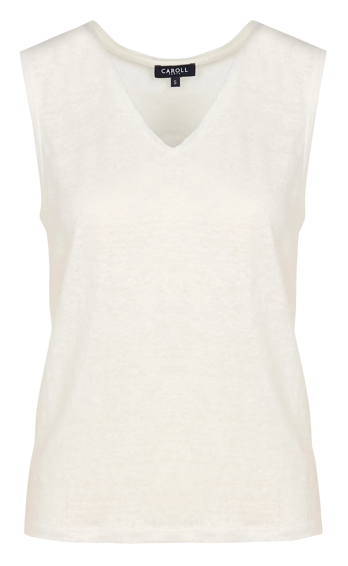 Leinen-T-Shirt mit V-Ausschnitt Weiss 241T-TRYM