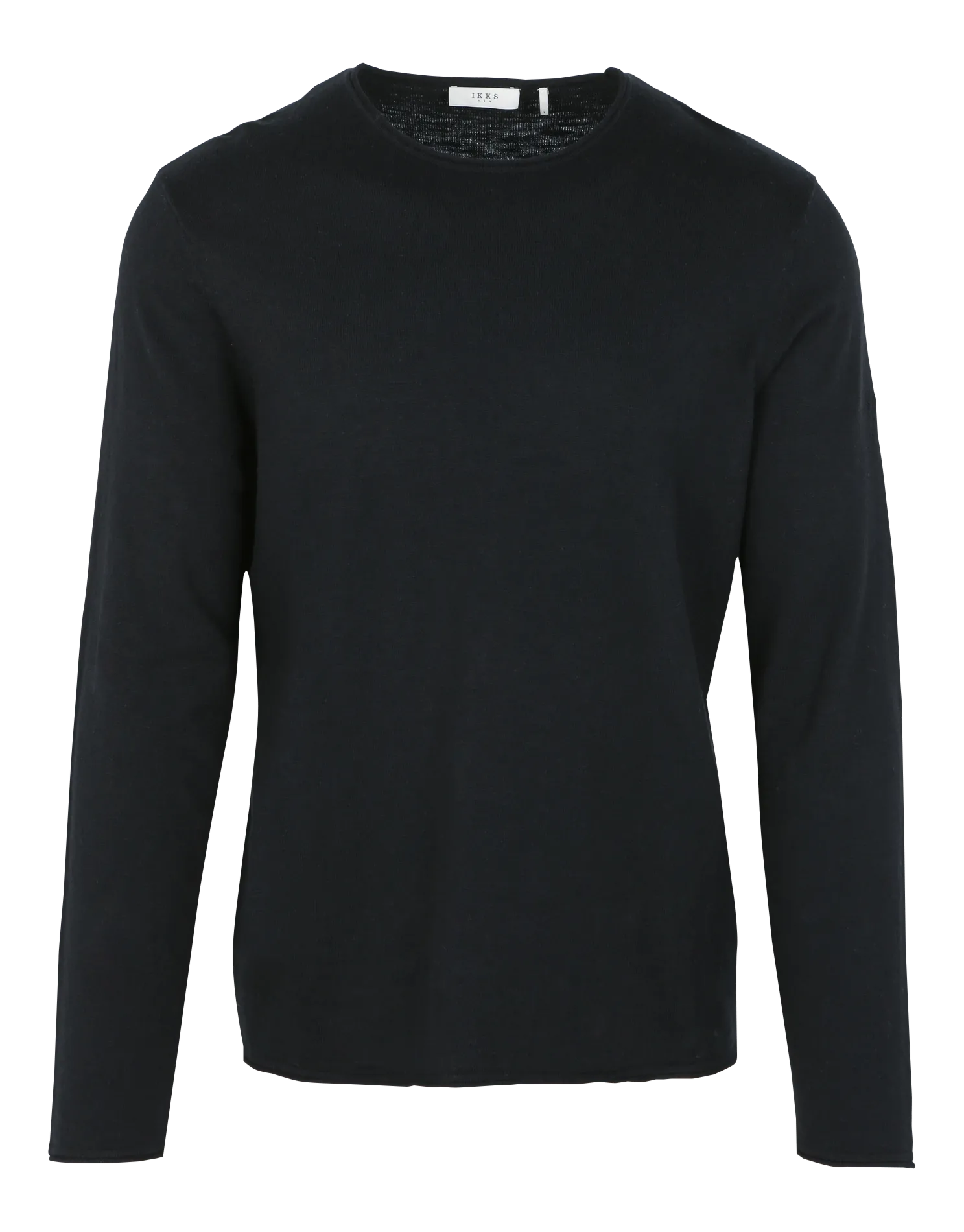 Boot-Ausschnitt Baumwollpullover Schwarz
