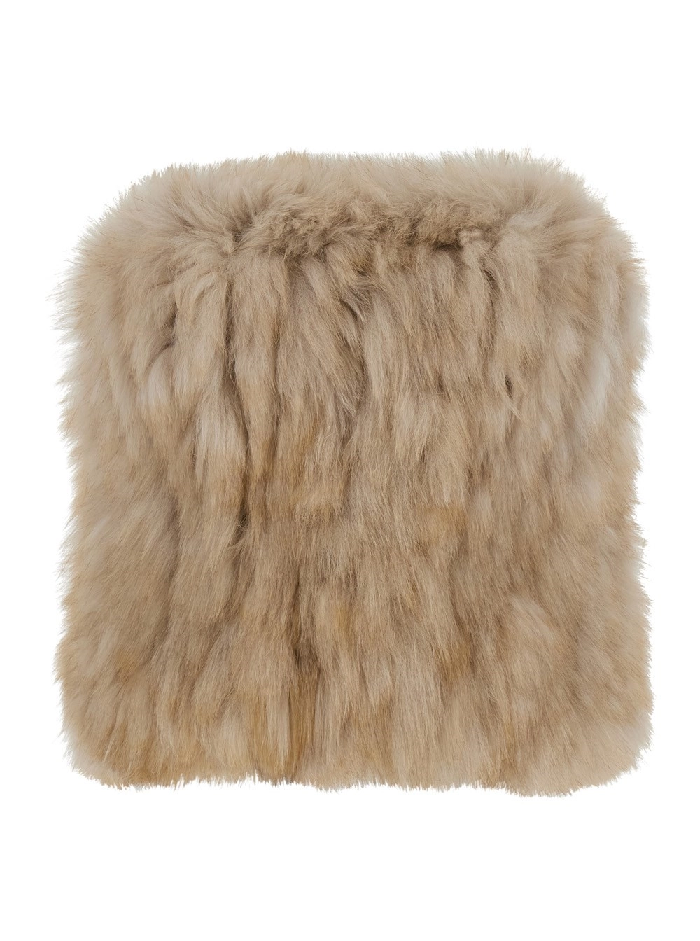 Beigefarbenes Top mit ärmellosem Design aus Pelz Damen