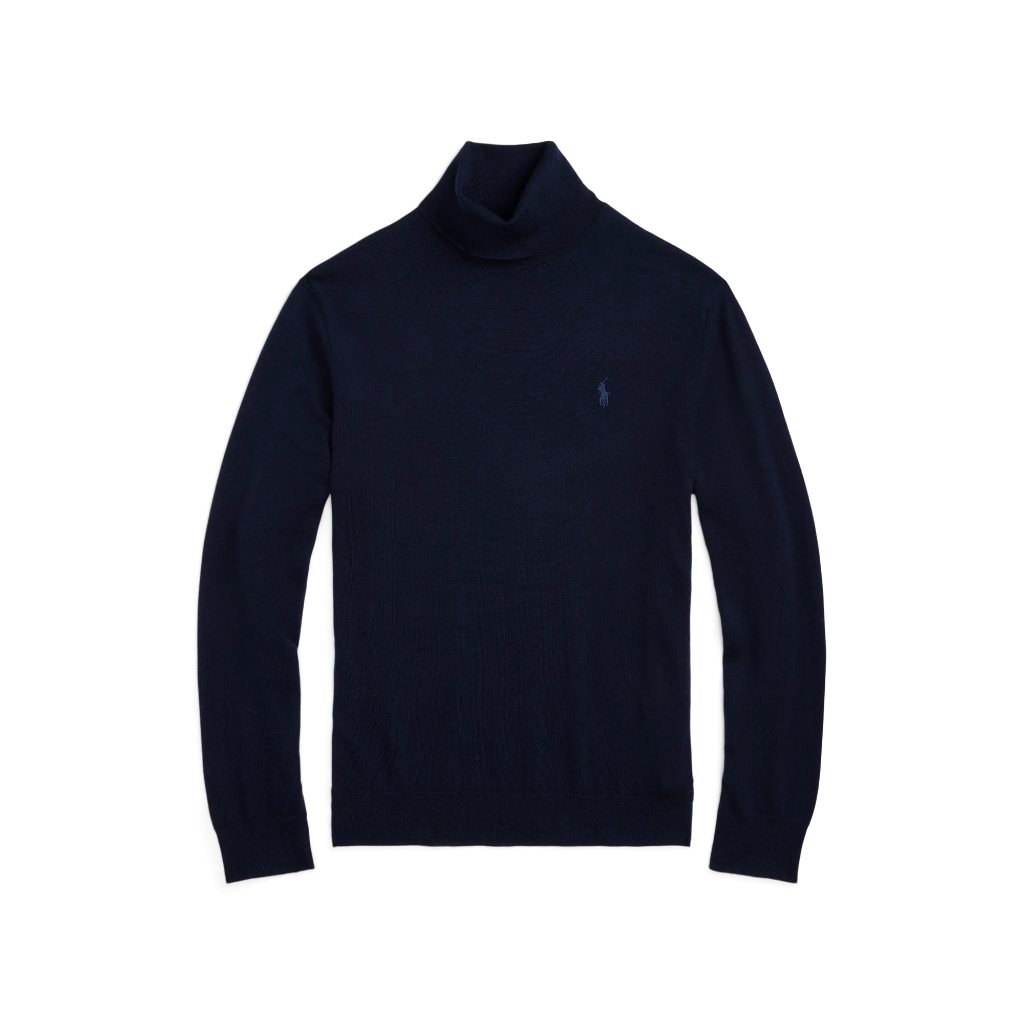 Rollkragenpullover aus bestickter Wolle Blau