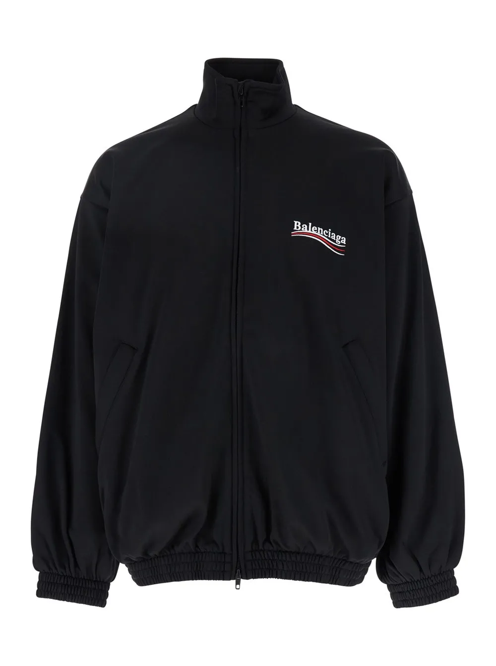 Schwarzes Sweatshirt mit Stehkragen und Logodruck vorne und hinten aus Baumwollmischung Herren