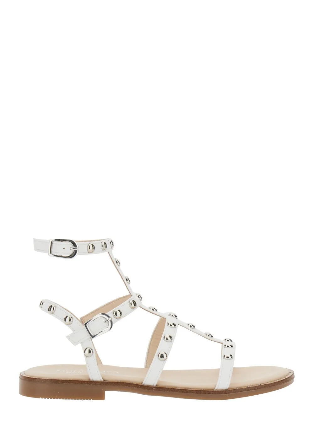 Weiße Sandalen mit aufgesetzten Nieten aus technischem Stoff Mädchen