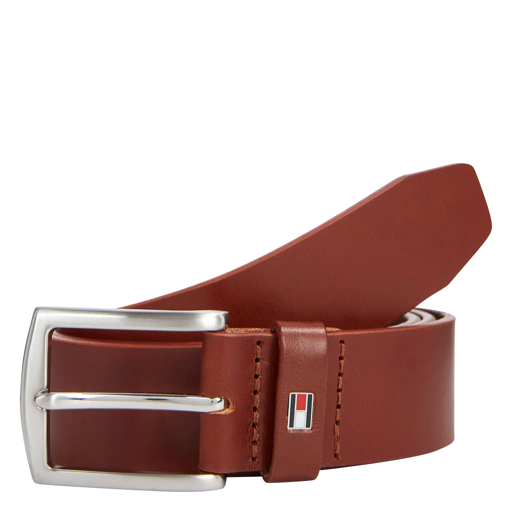 Einfarbiger Ledergürtel mit dekorierter Schnalle Braun