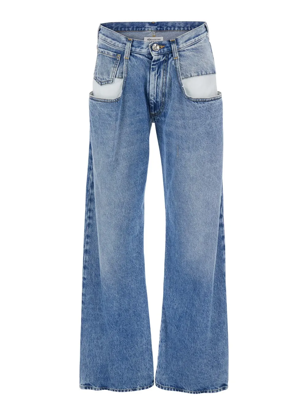 Hellblaue Five-Pocket Jeans mit Bleicheffekt aus Baumwoll-Denim Damen