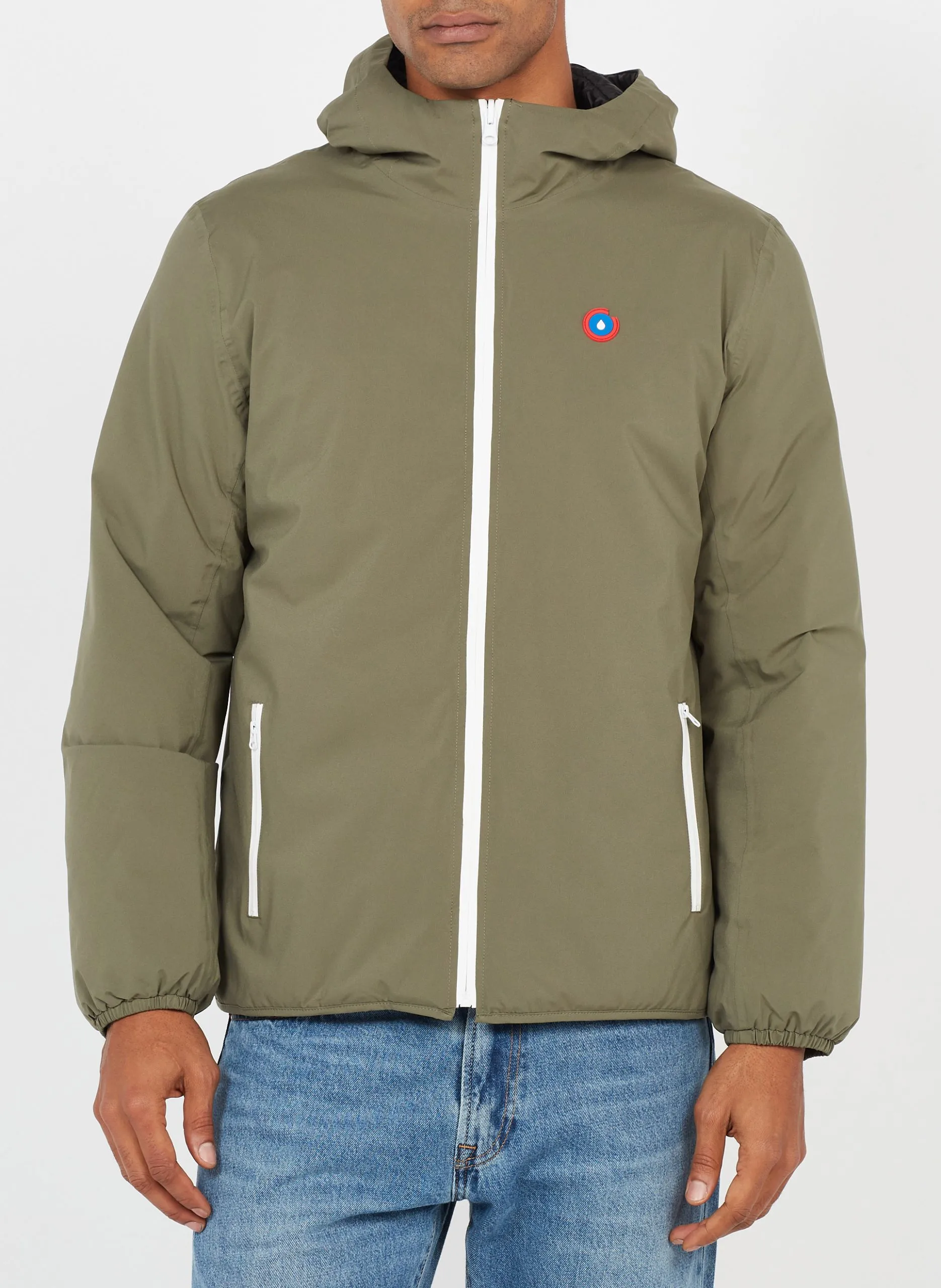 Wende-Daunenjacke mit Stehkragen Khaki