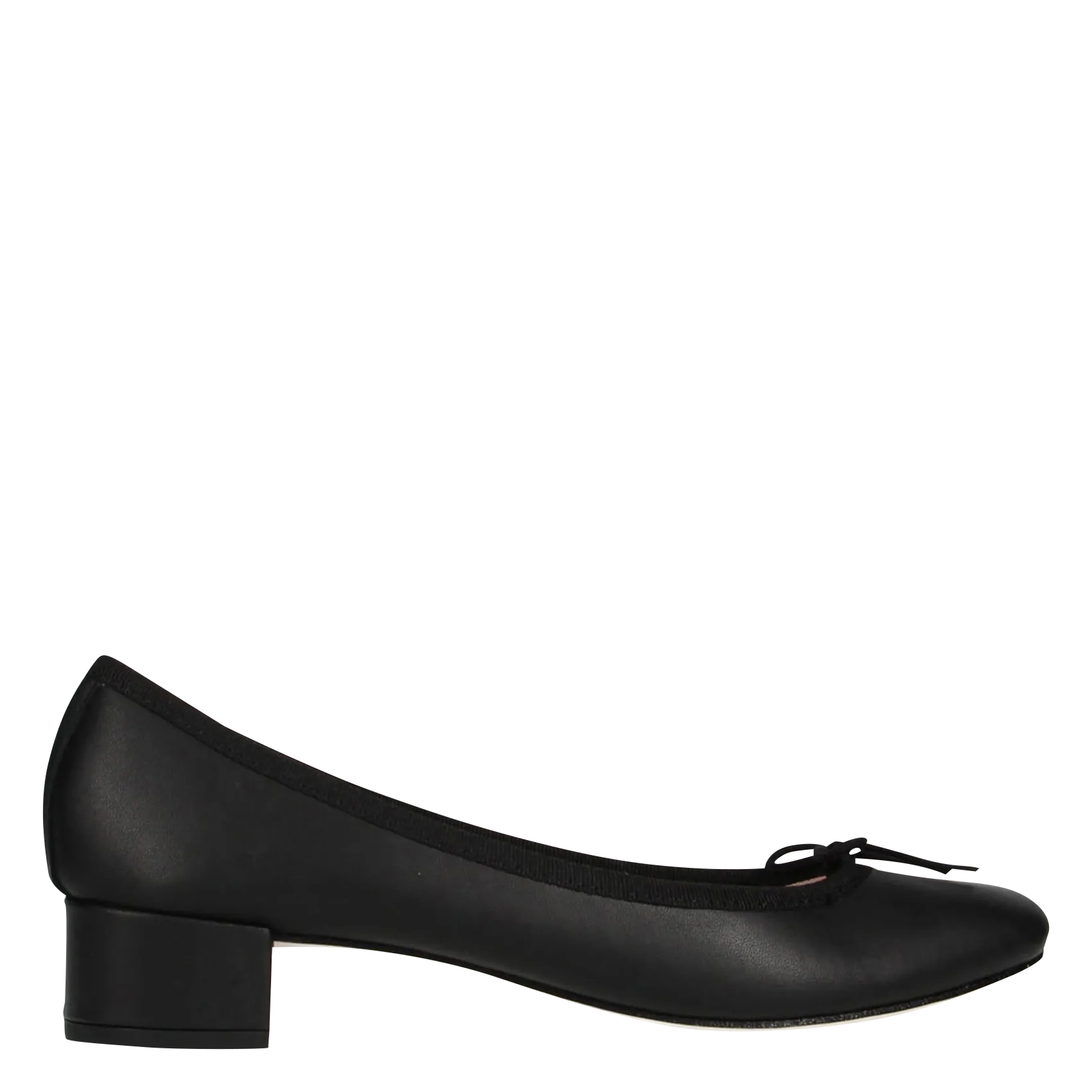 Lederballerinas mit niedrigem Absatz Schwarz CAMILLE