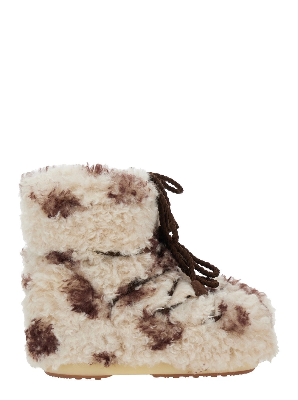 Beige Schneestiefel "Icon" mit Rindsdruck aus Öko-Pelz Damen