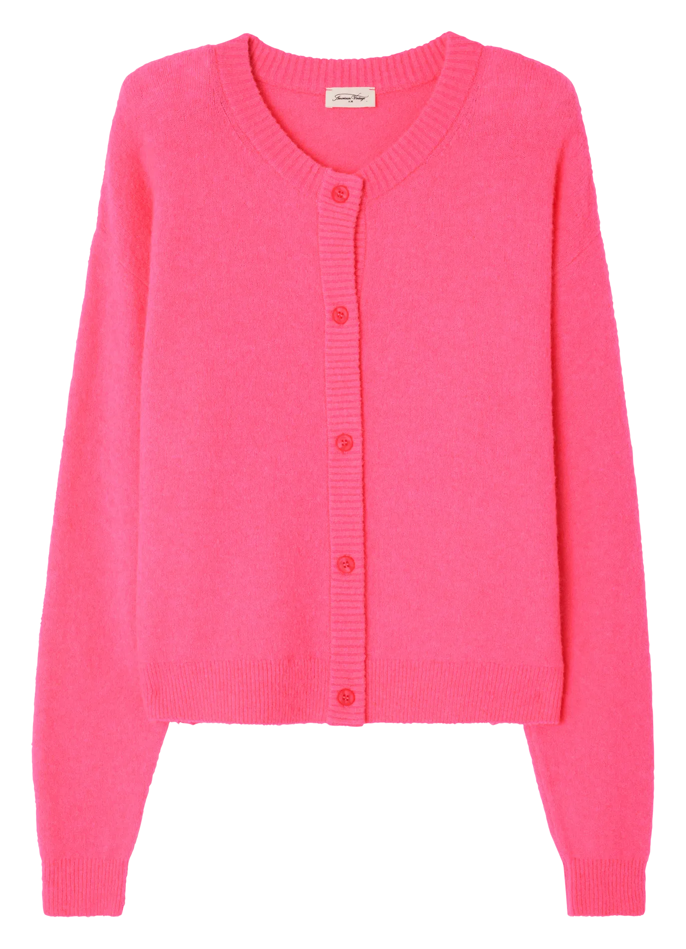 Geknöpfte Strickjacke mit Rundhalsausschnitt Rosa DAMSVILLE