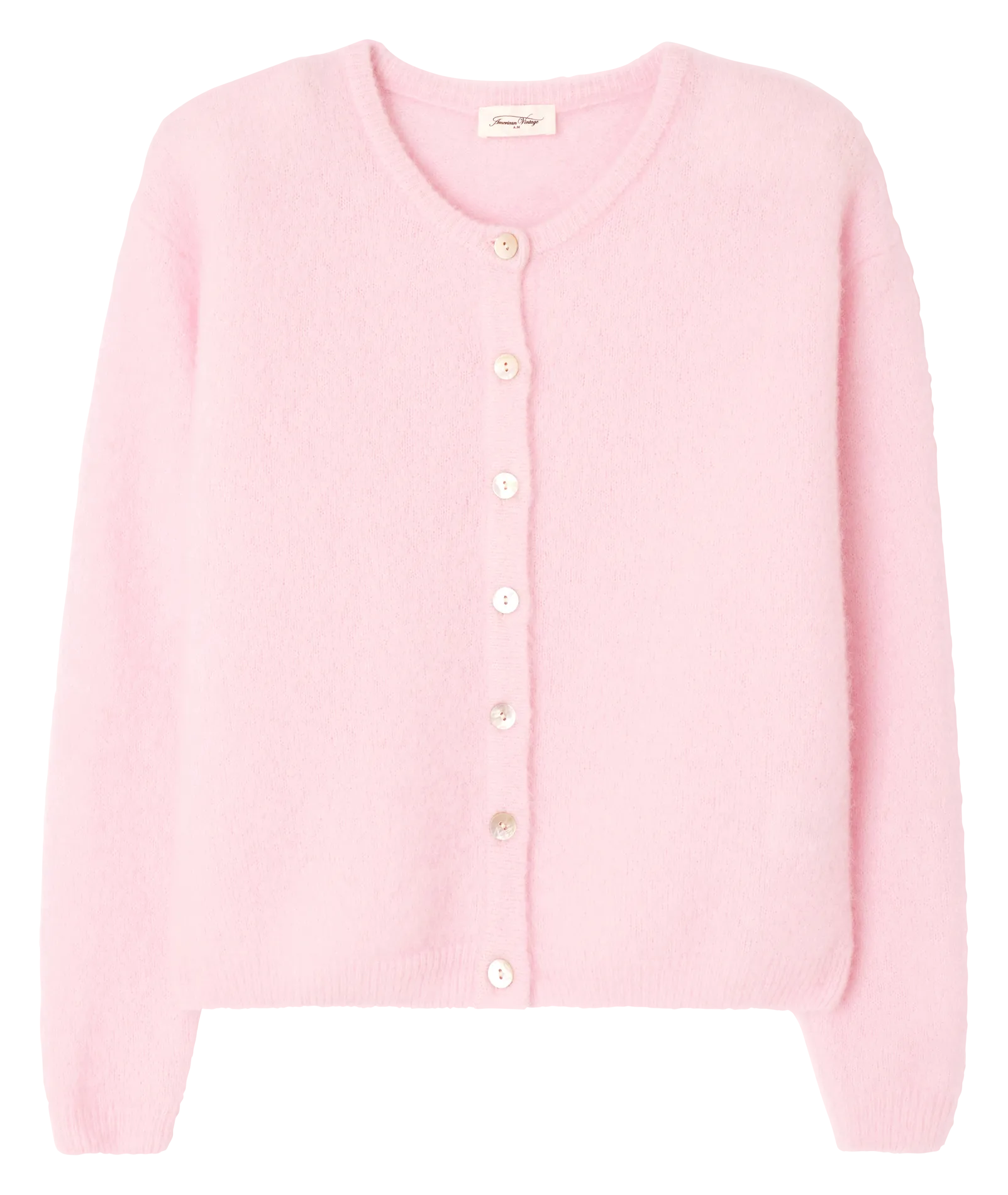 Wollmix-Strickjacke mit Rundhalskragen Rosa VITOW