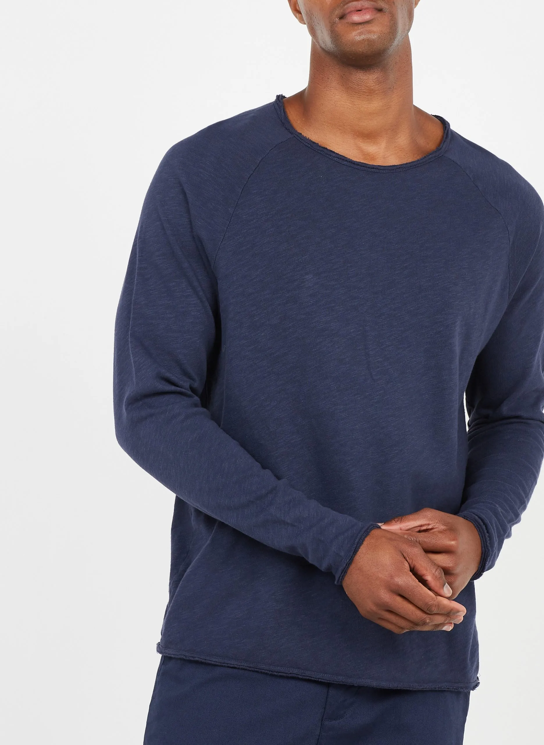 Rundhals-T-Shirt aus Baumwoll-Flammgarn Blau SONOMA