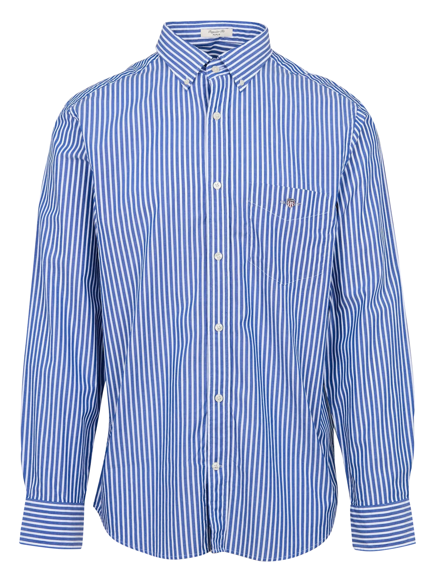 Gestreiftes Regular-Fit-Hemd aus Baumwolle Blau