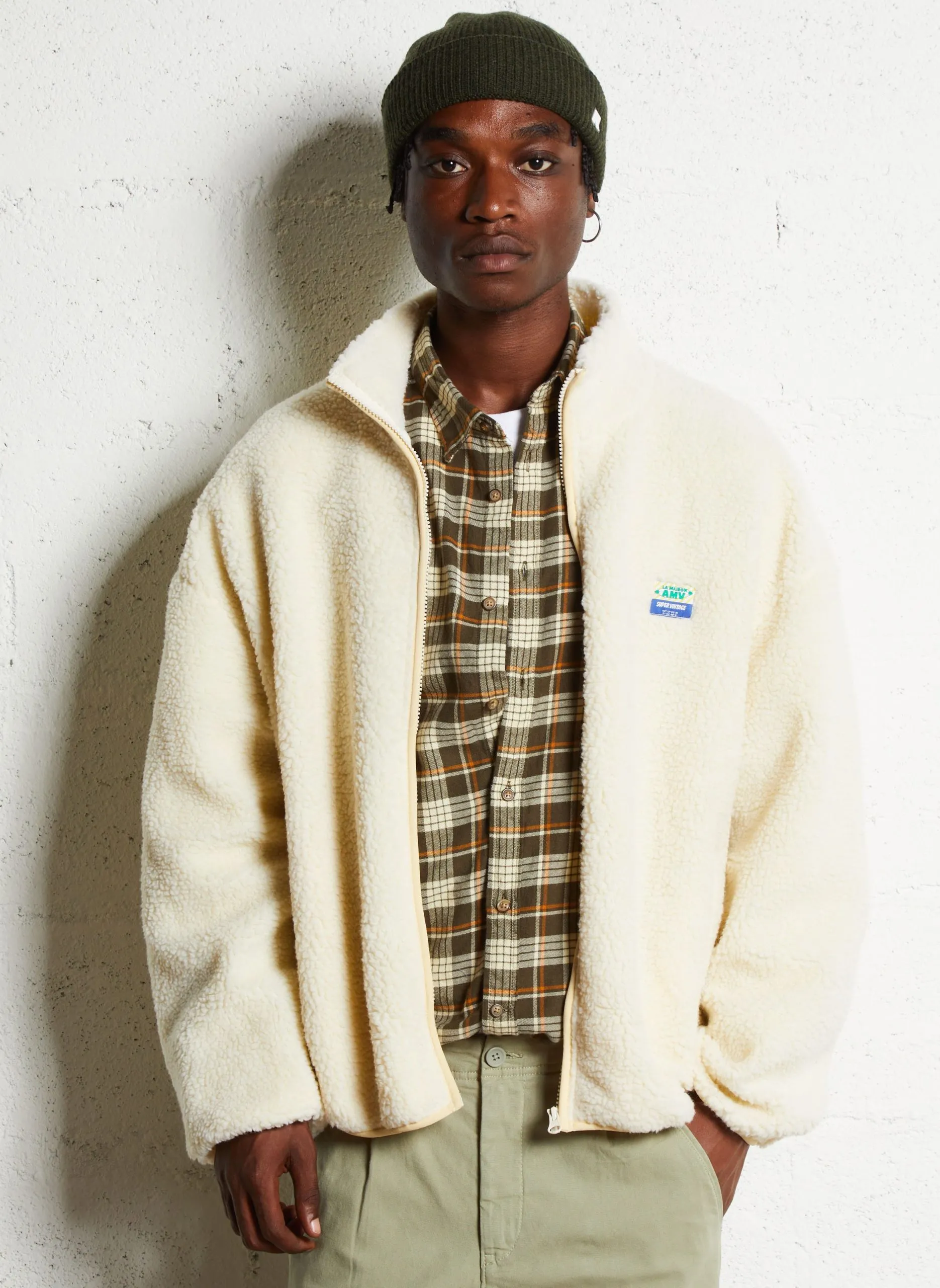 Sherpa-Jacke mit Stehkragen Beige HOKTOWN