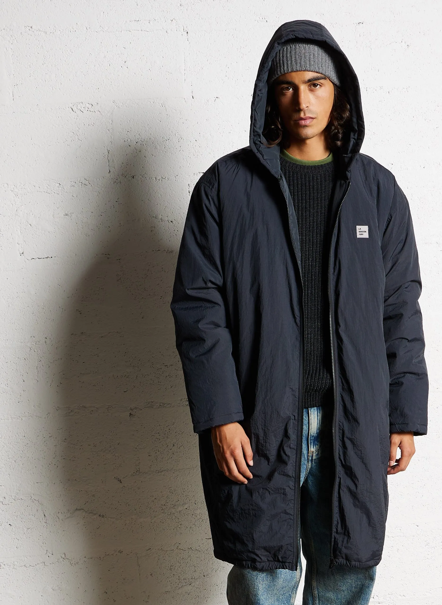 Parka mit weitem Stehkragen Schwarz ZOTCITY