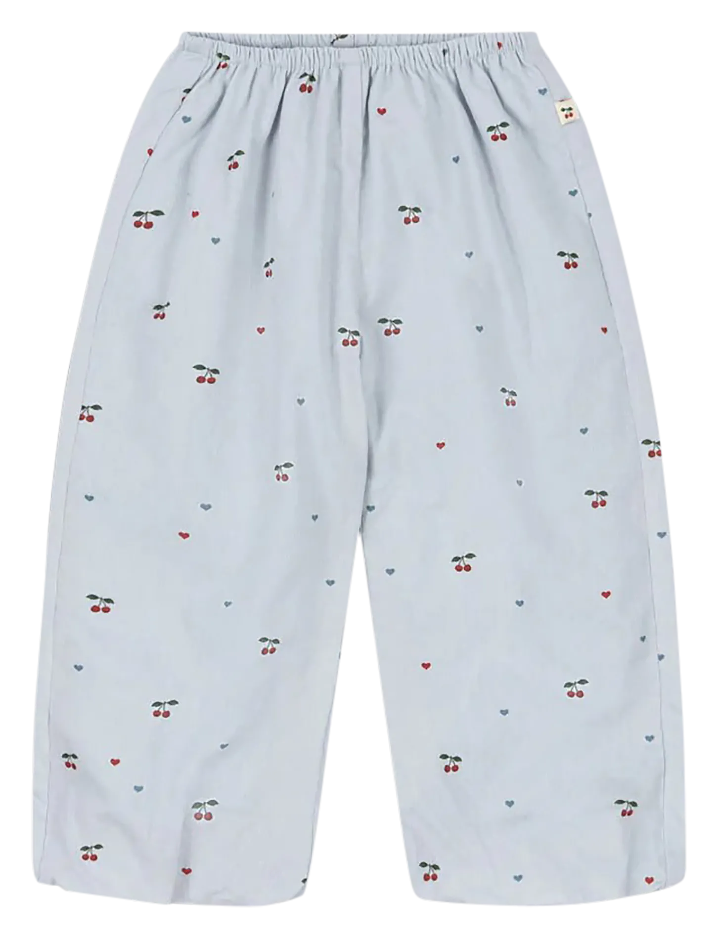 Weit geschnittene Hose aus Bio-Baumwolle mit Stickerei Blau EVIA