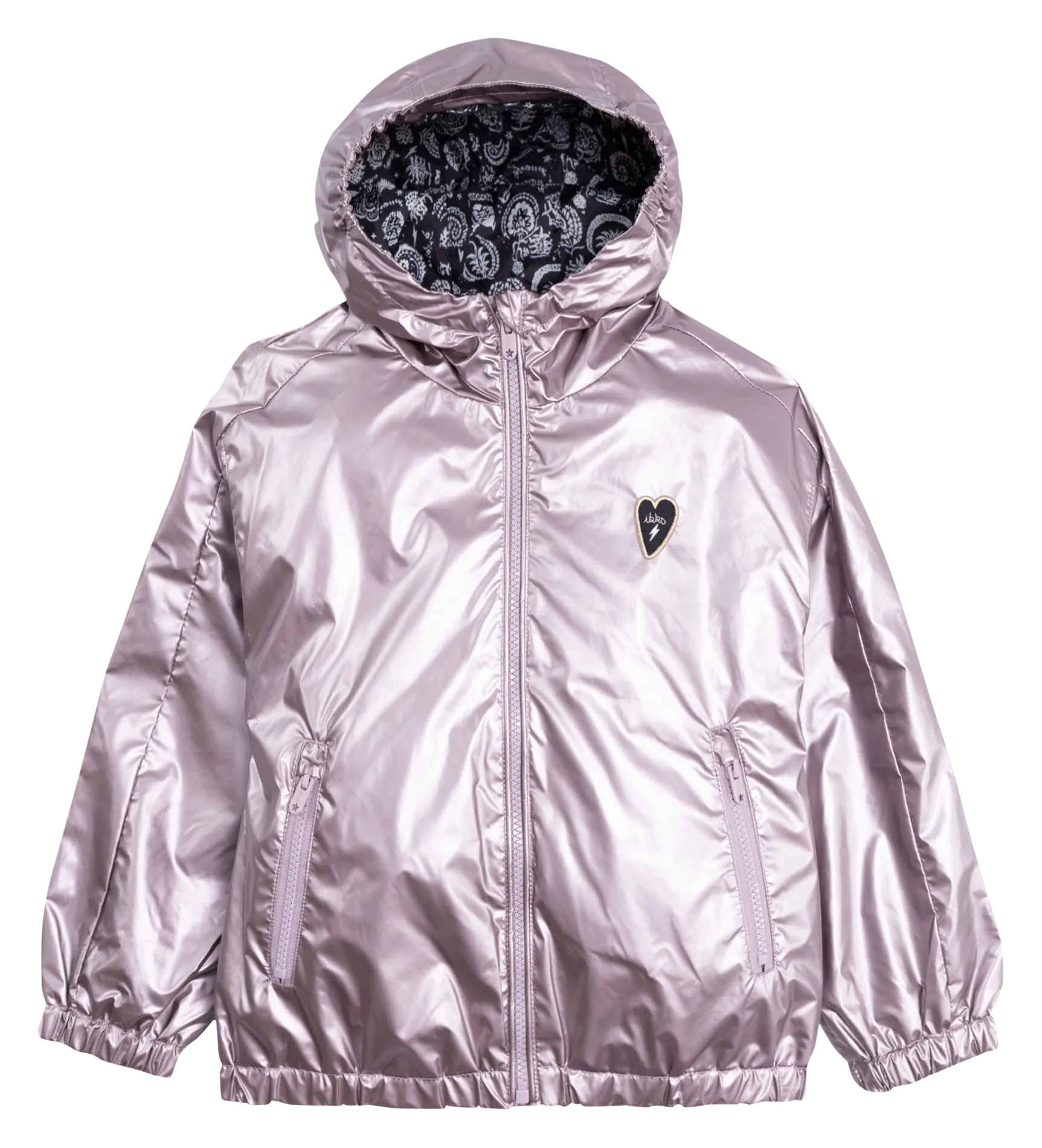 Gerader Parka mit Rundhalsausschnitt und Kapuze Rosa