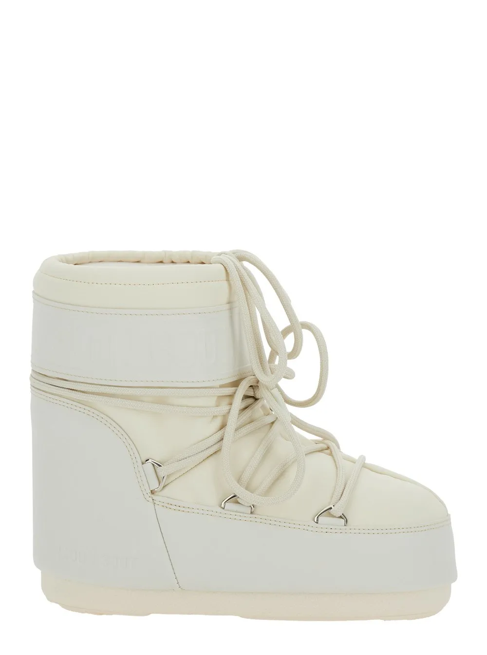 Weiße Schneestiefeletten "Icon" mit Maxi-Logodruck an der Seite aus technischem Stoff Damen