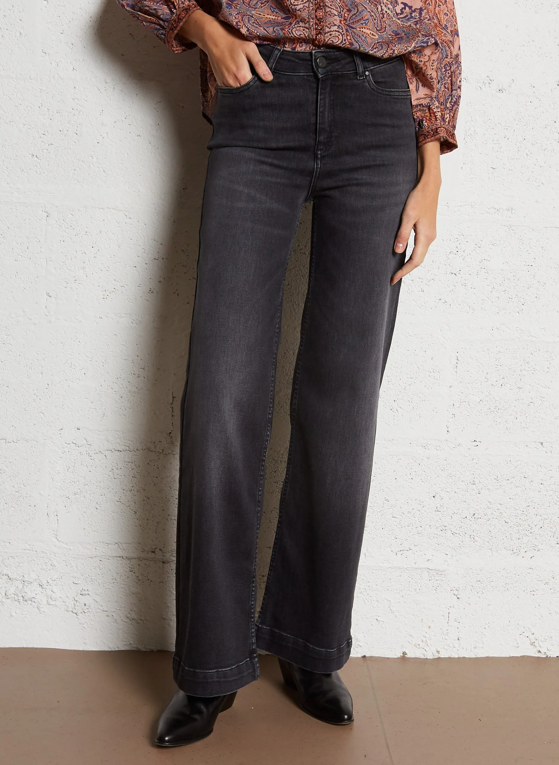 Weite Jeans aus Baumwoll-Mix Schwarz LISA