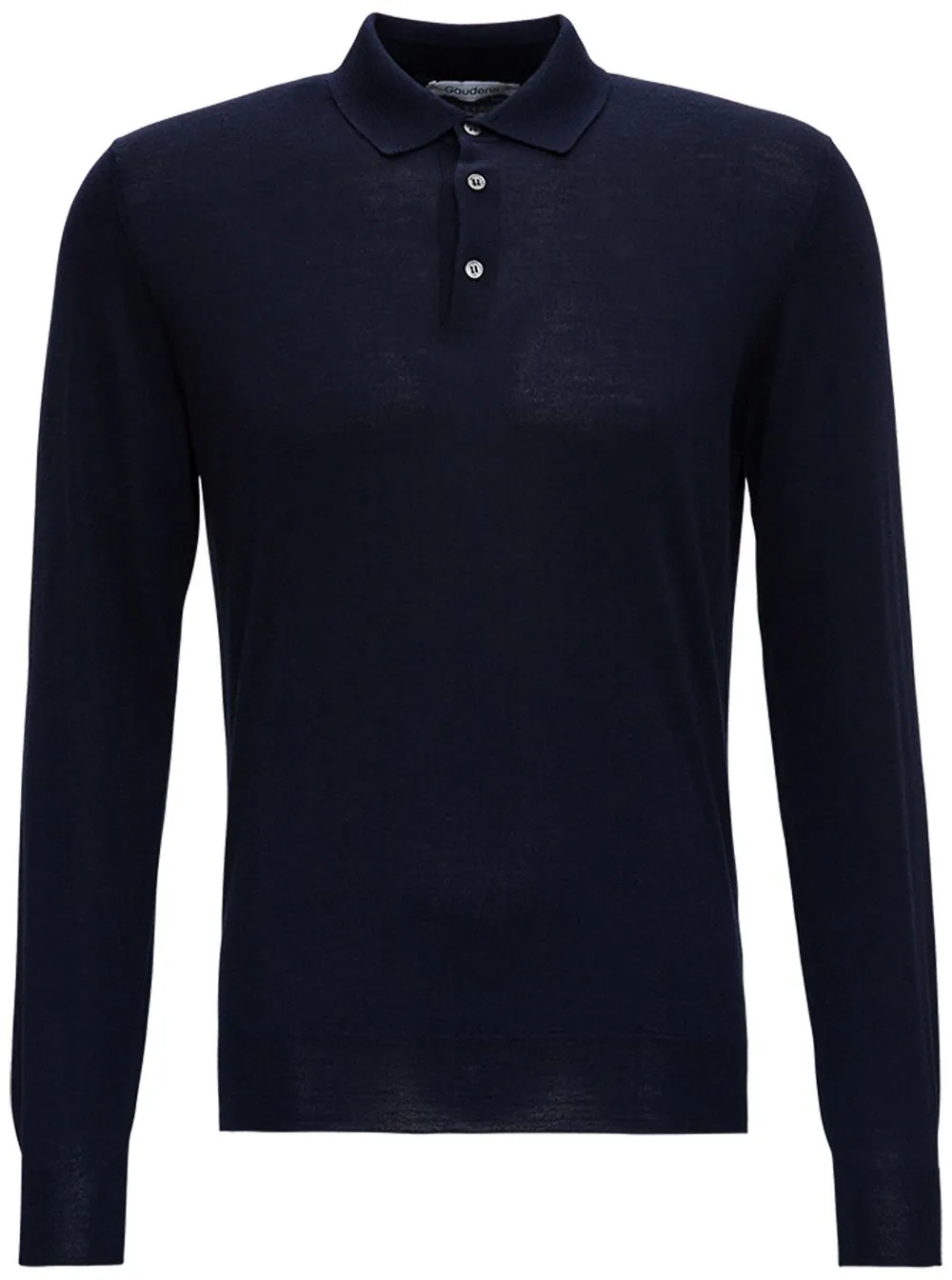 Blue Long Sleeveed Polo Shirt in Wool and Silk