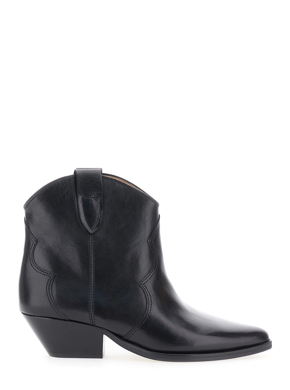 Slip-on-Stiefeletten "Dewina" für Damen aus Leder in Schwarz mit niedrigem Blockabsatz