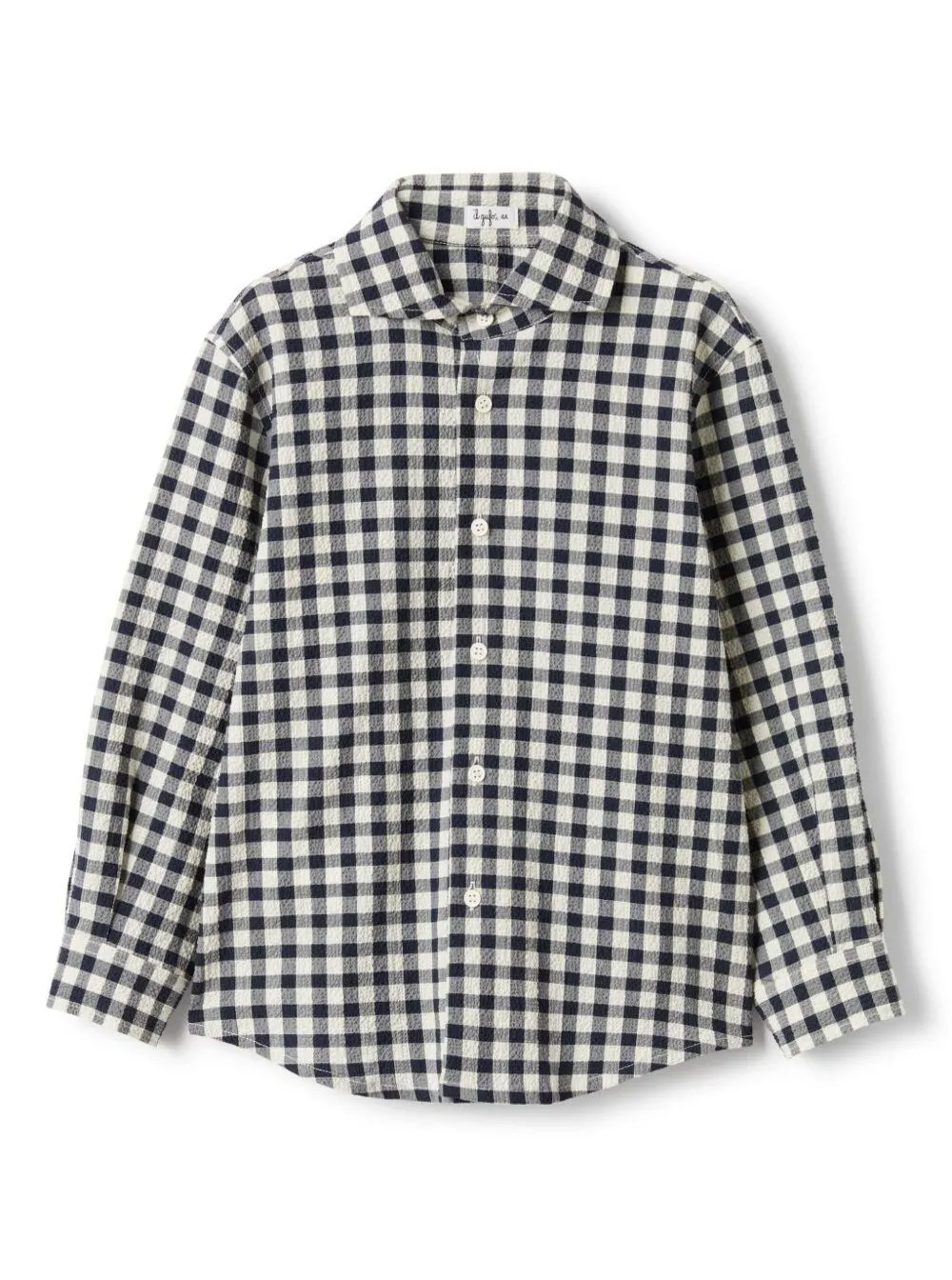 Schwarzes Hemd mit klassischem Kragen und All-Over-Karomotiv aus Baumwollstretch Jungen