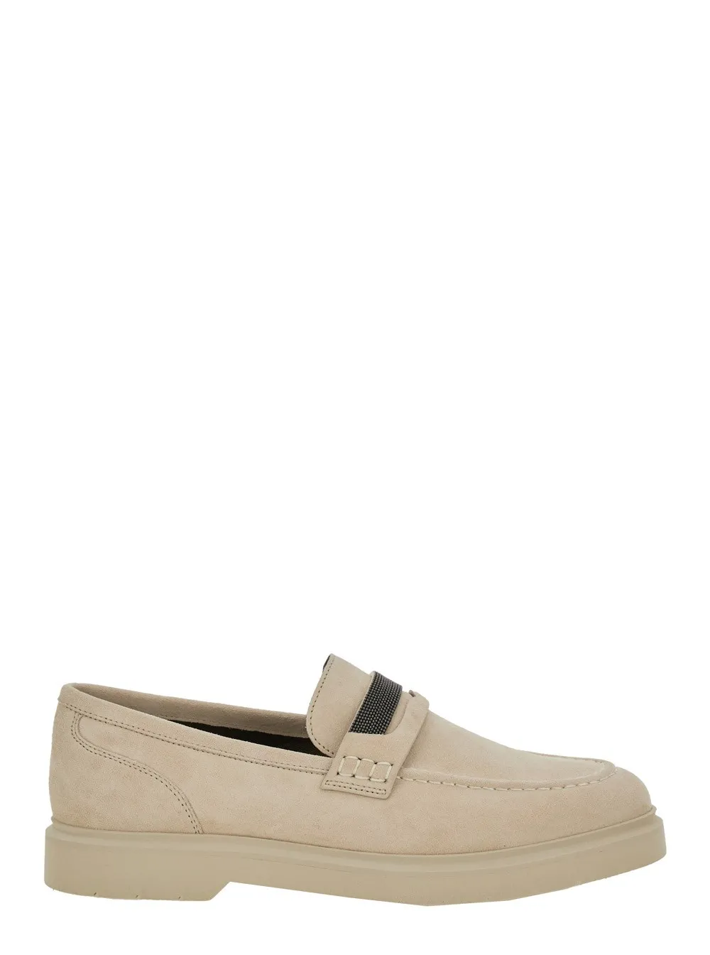 Weiße Loafers mit Monile-Detail aus Wildleder Damen