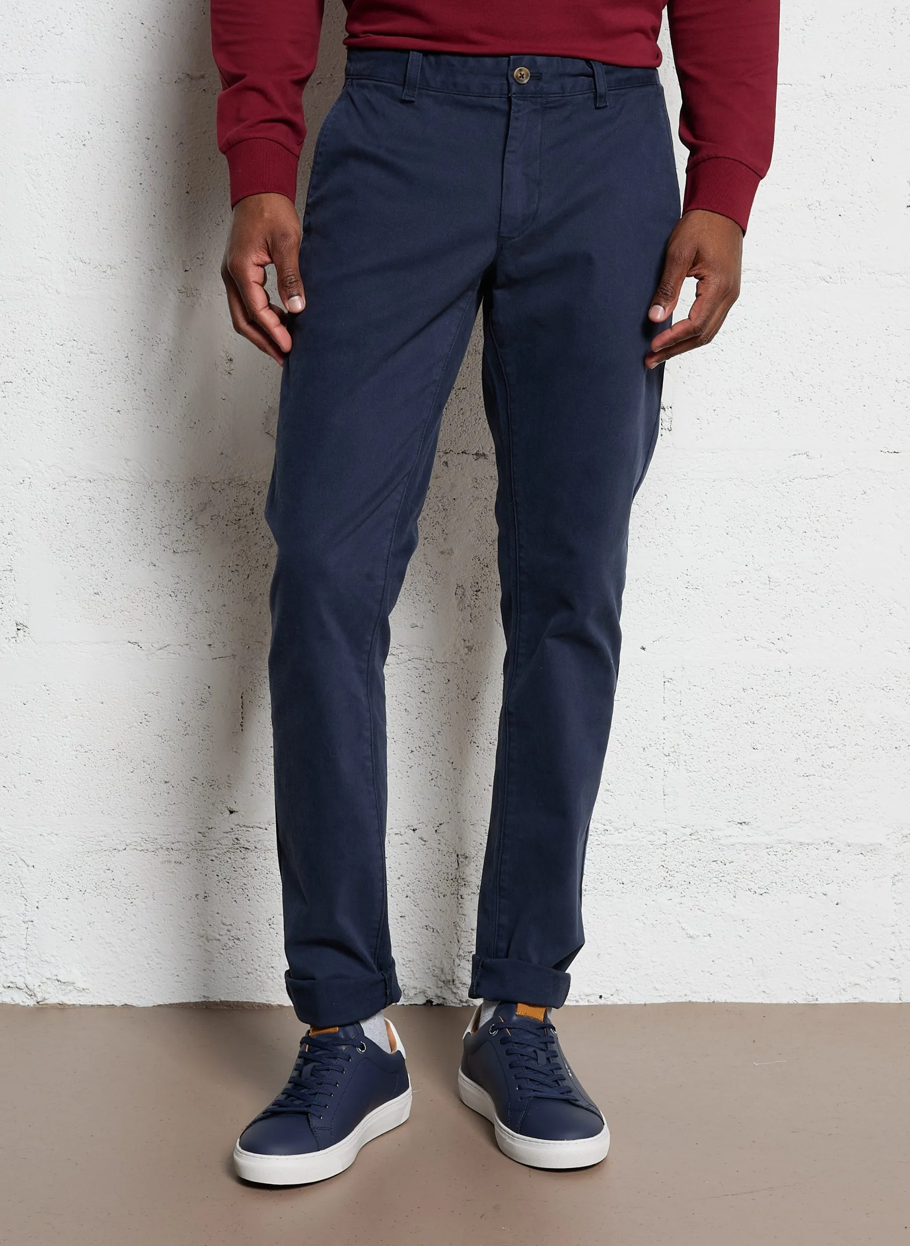 Hose aus Baumwoll-Mix, Slim Fit Blau
