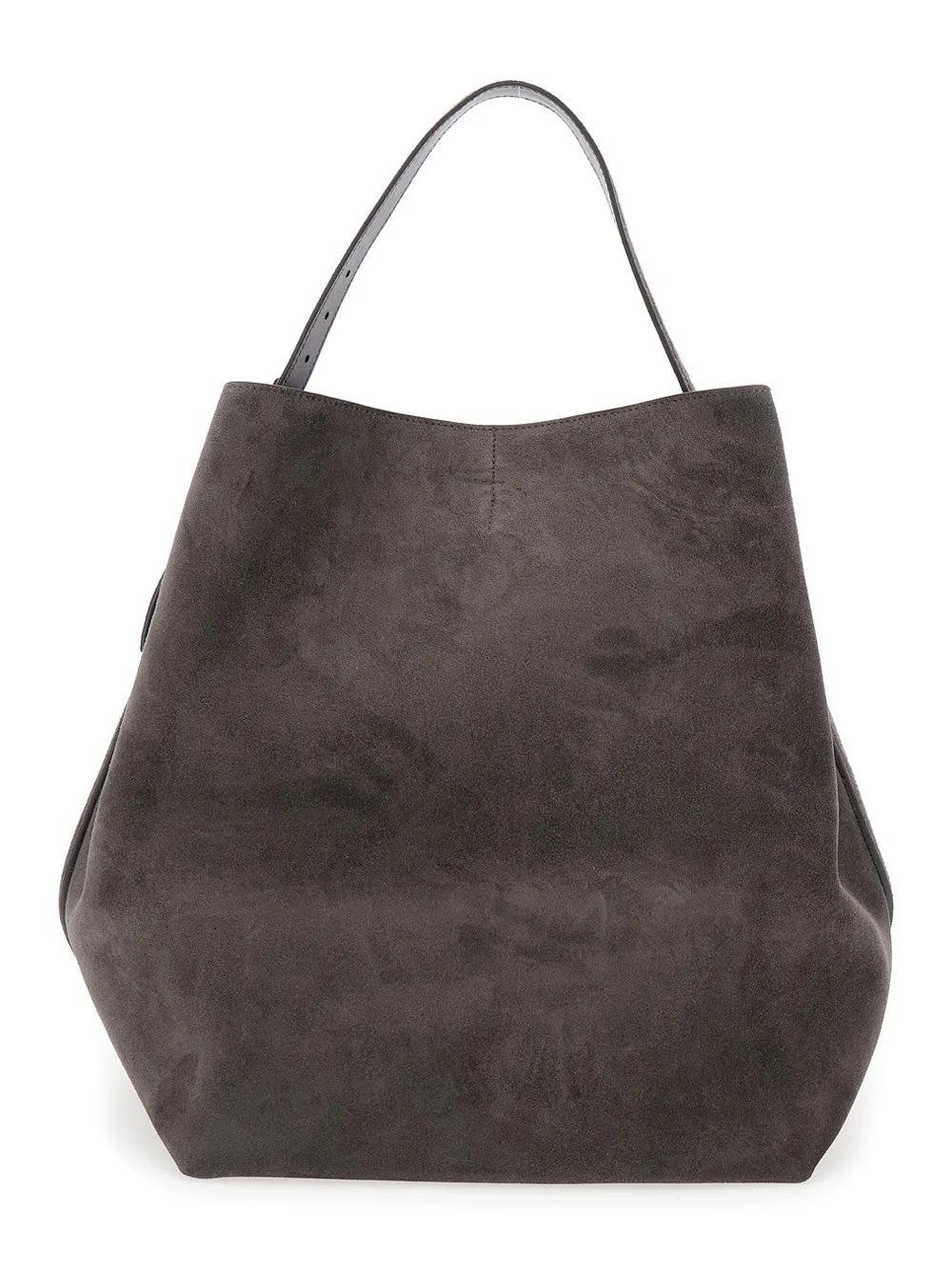 Umhängetasche für Damen aus Leder in Grau mit Schulterriemen mit Schnalle