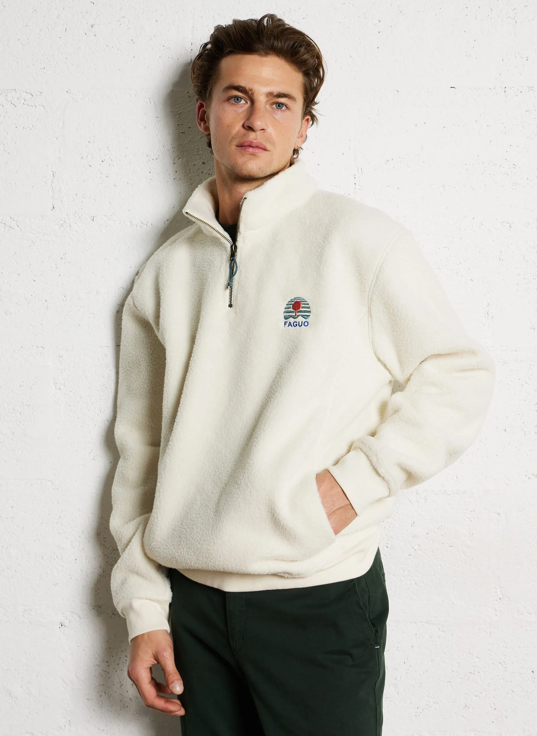 Sherpa-Fleece-Pullover Beige AUBIAC