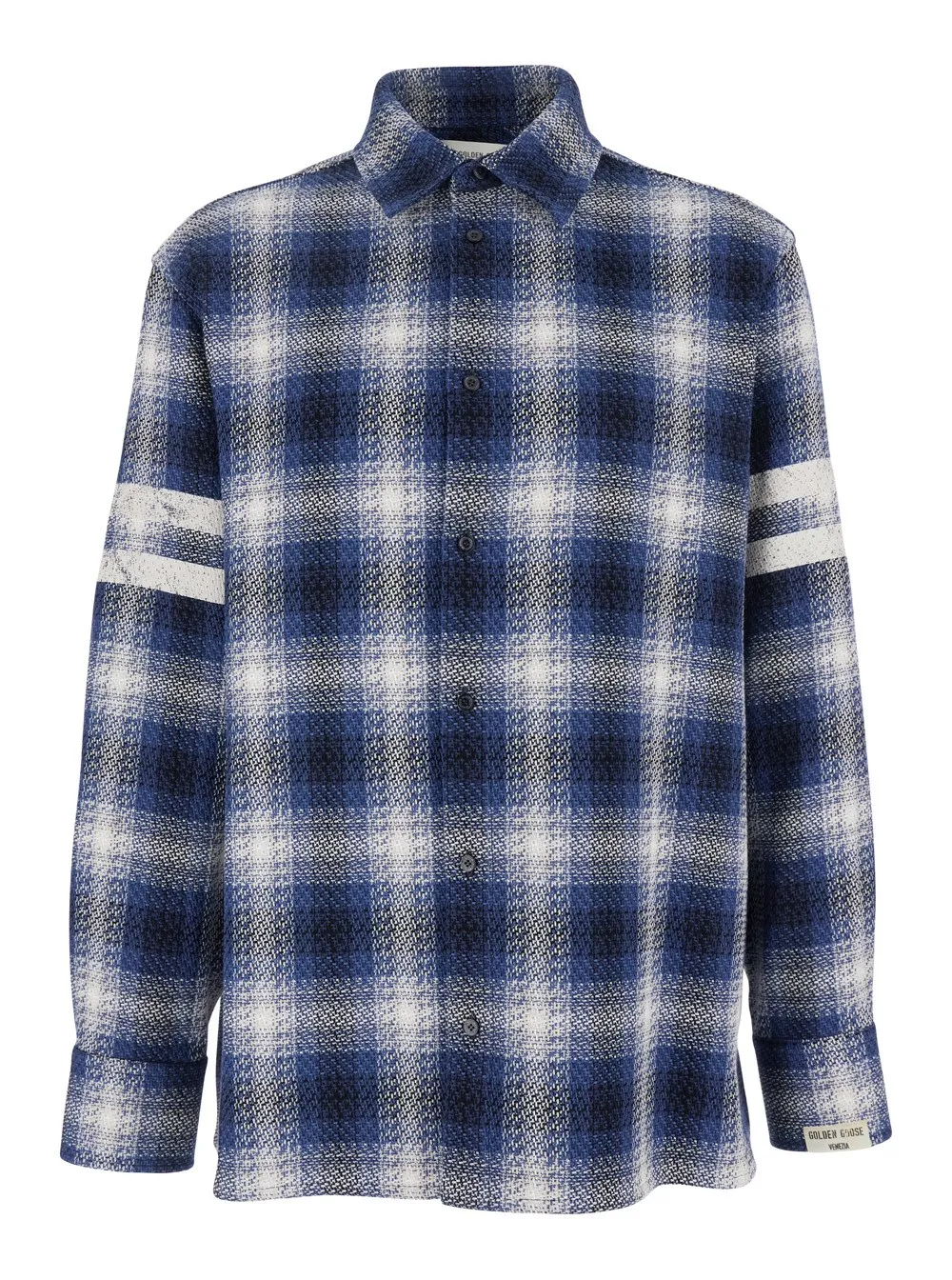 Mehrfarbiges Hemd mit Karomuster und Streifen an den Ärmeln aus Baumwolle Herren