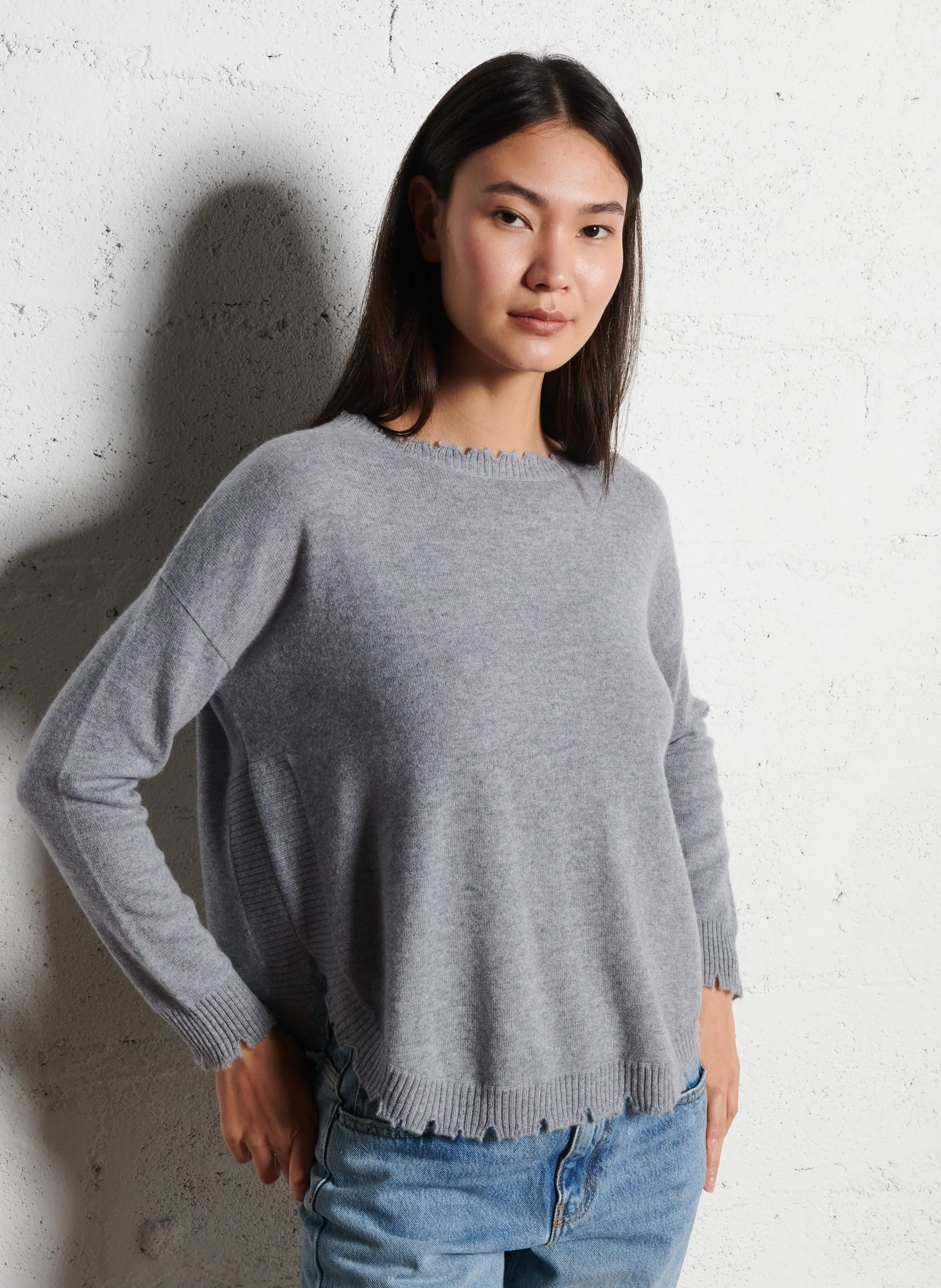 Oversize-Pullover aus Kaschmir-Strick Grau MELA